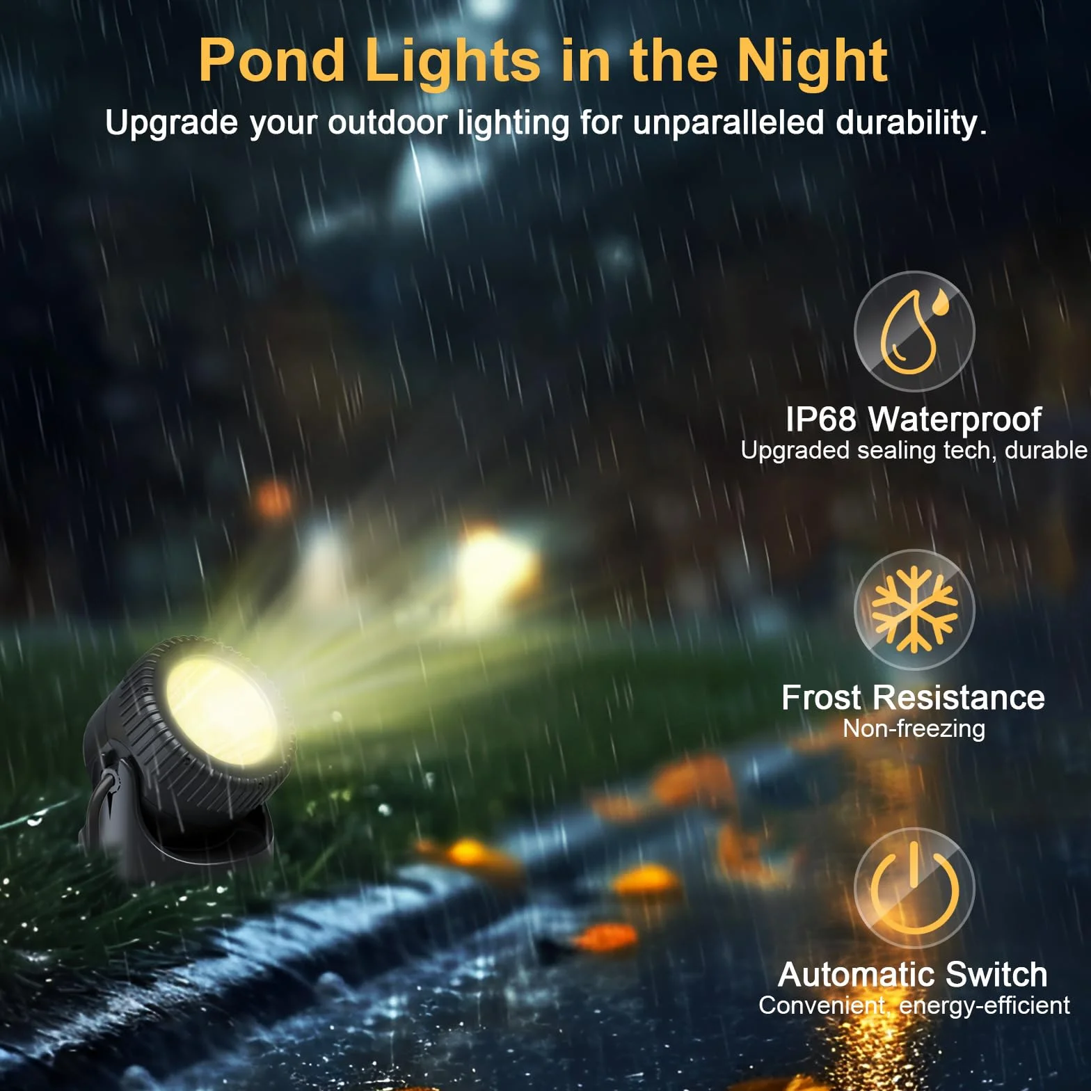 PChero Éclairage de bassin LED sous-marin IP68 projecteur de piscine étanche