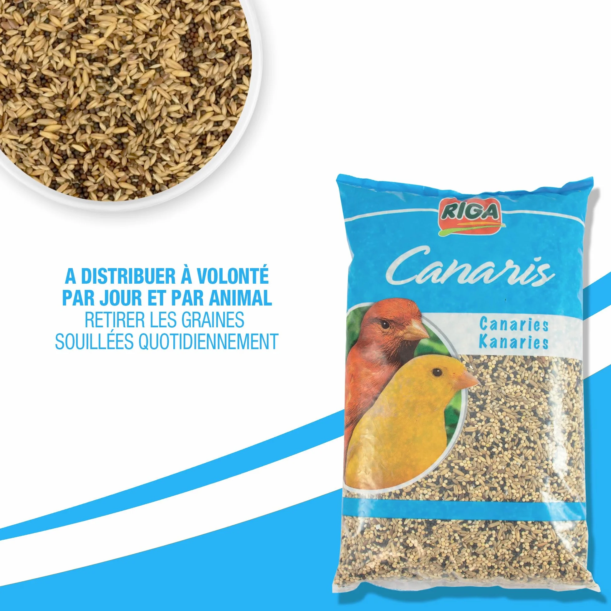 Riga Mélange pour Canaris Nourriture pour Oiseaux Graines et Céréales Riche en Vitamines et Minéraux 2KG