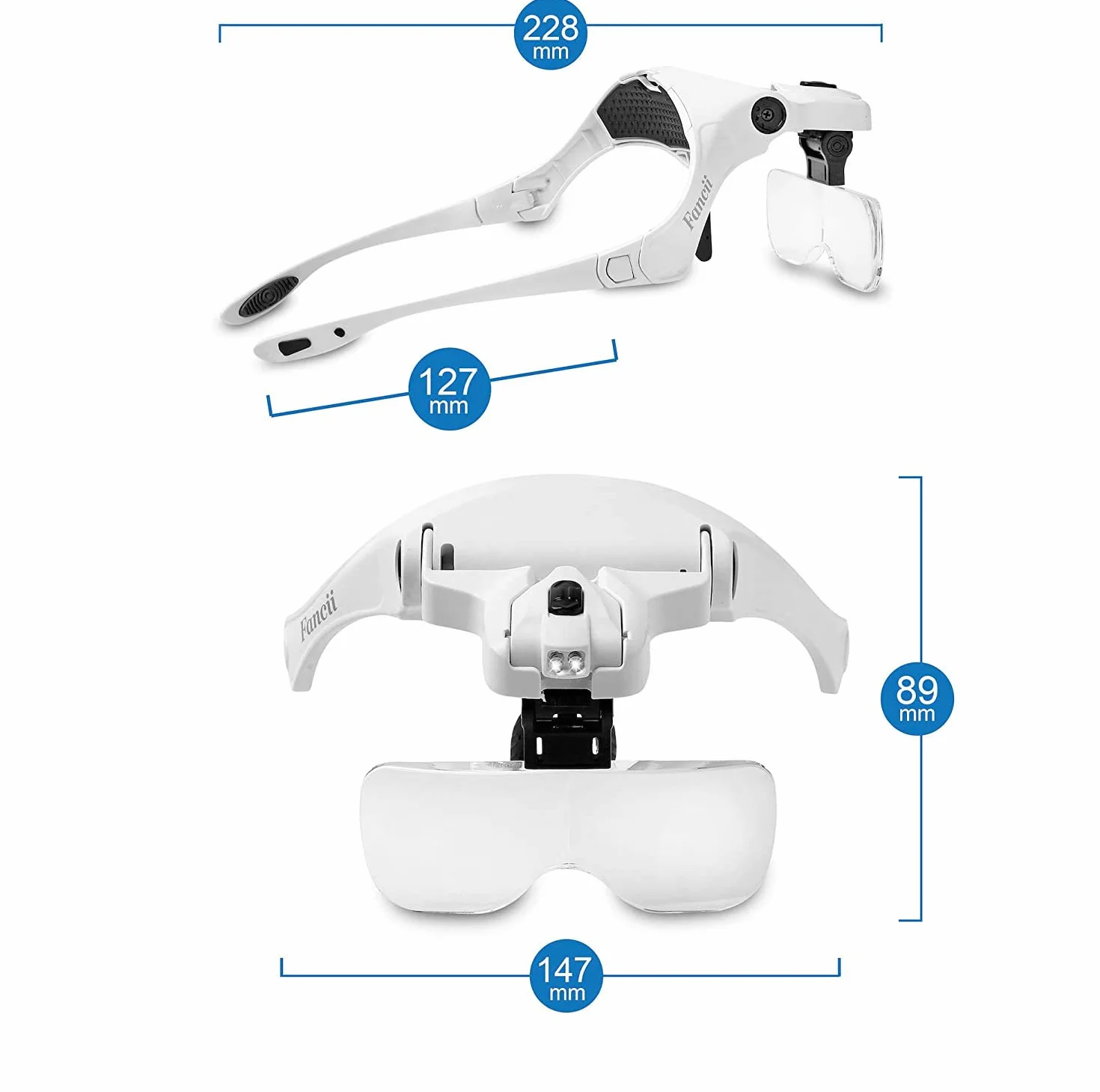 Lunettes LED avec Loupe 5 Dioptries Interchangeables Trooper