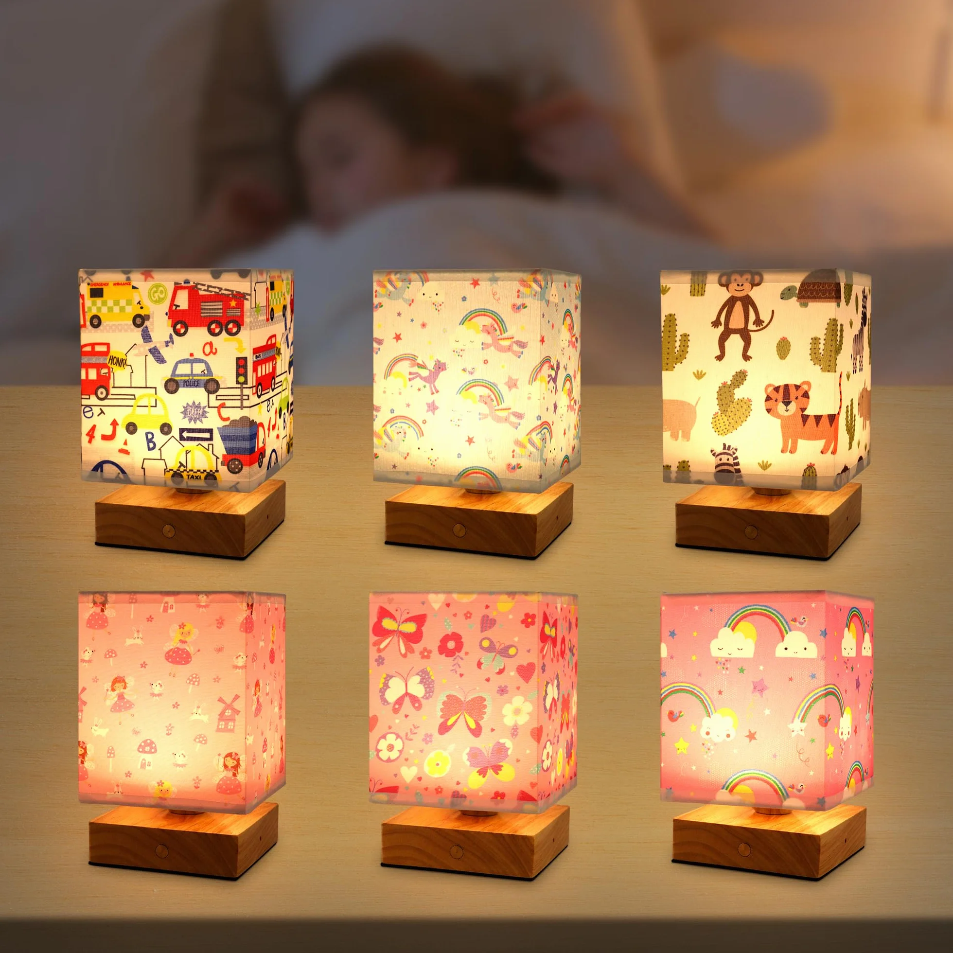 Wetry Veilleuse Enfant Rechargeable Lampe de Chevet Tactile avec Abat-jour