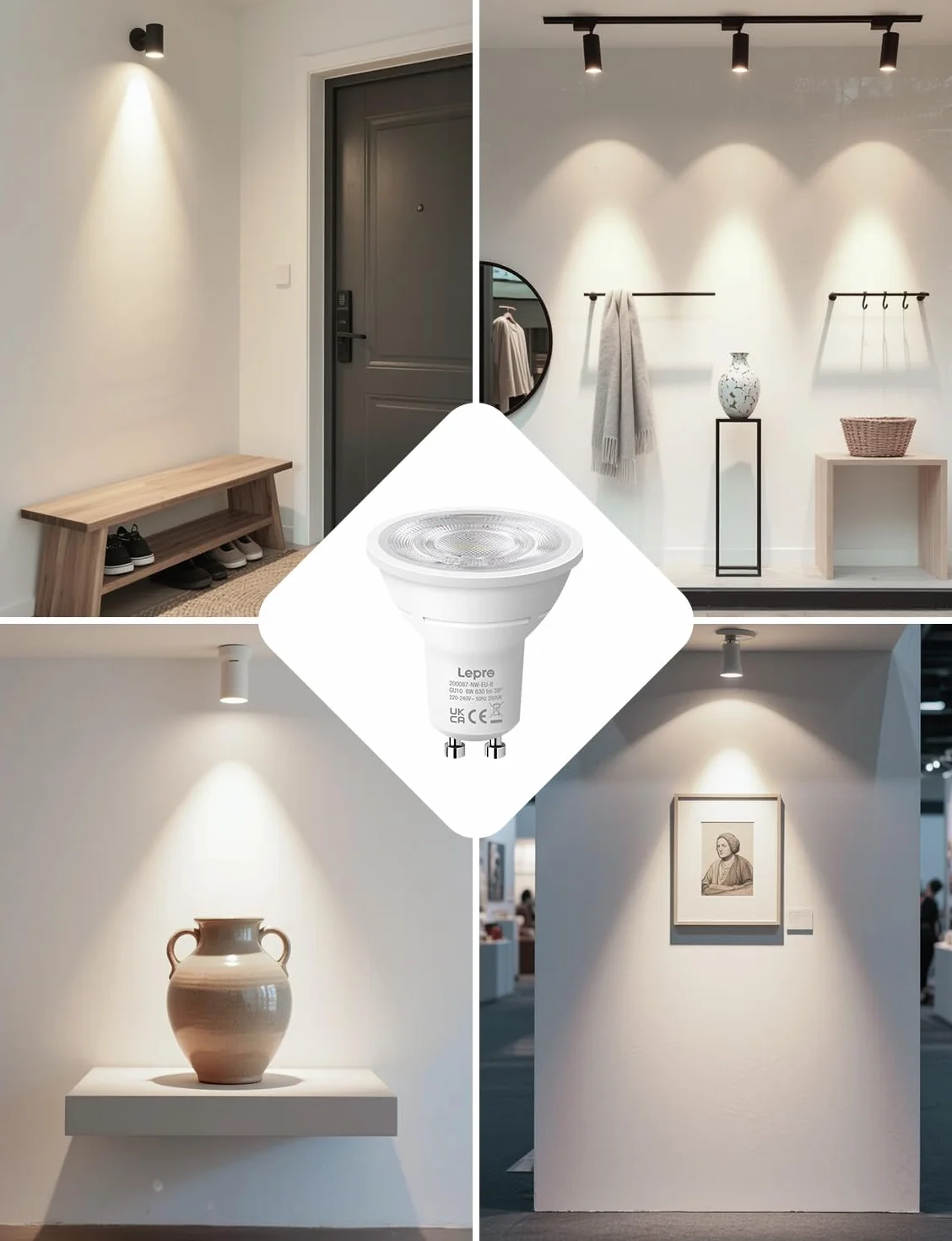 Lepro Ampoule LED GU10 4000K 630lm 6W Équivaut 80W 38° Lot de 4