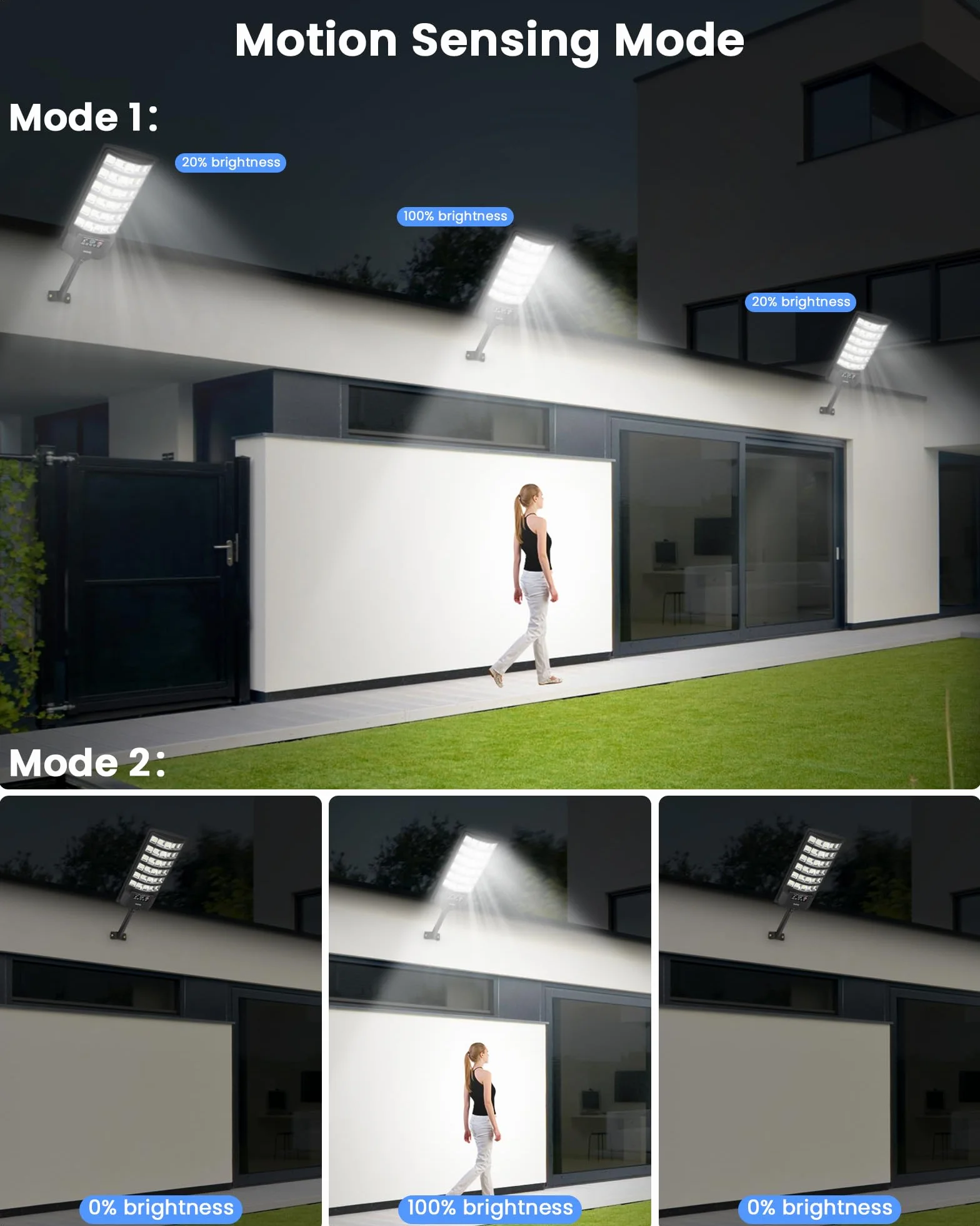 Gefolly Lampadaire Solaire Exterieur 6500K IP67 Étanche avec Télécommande 2Pack