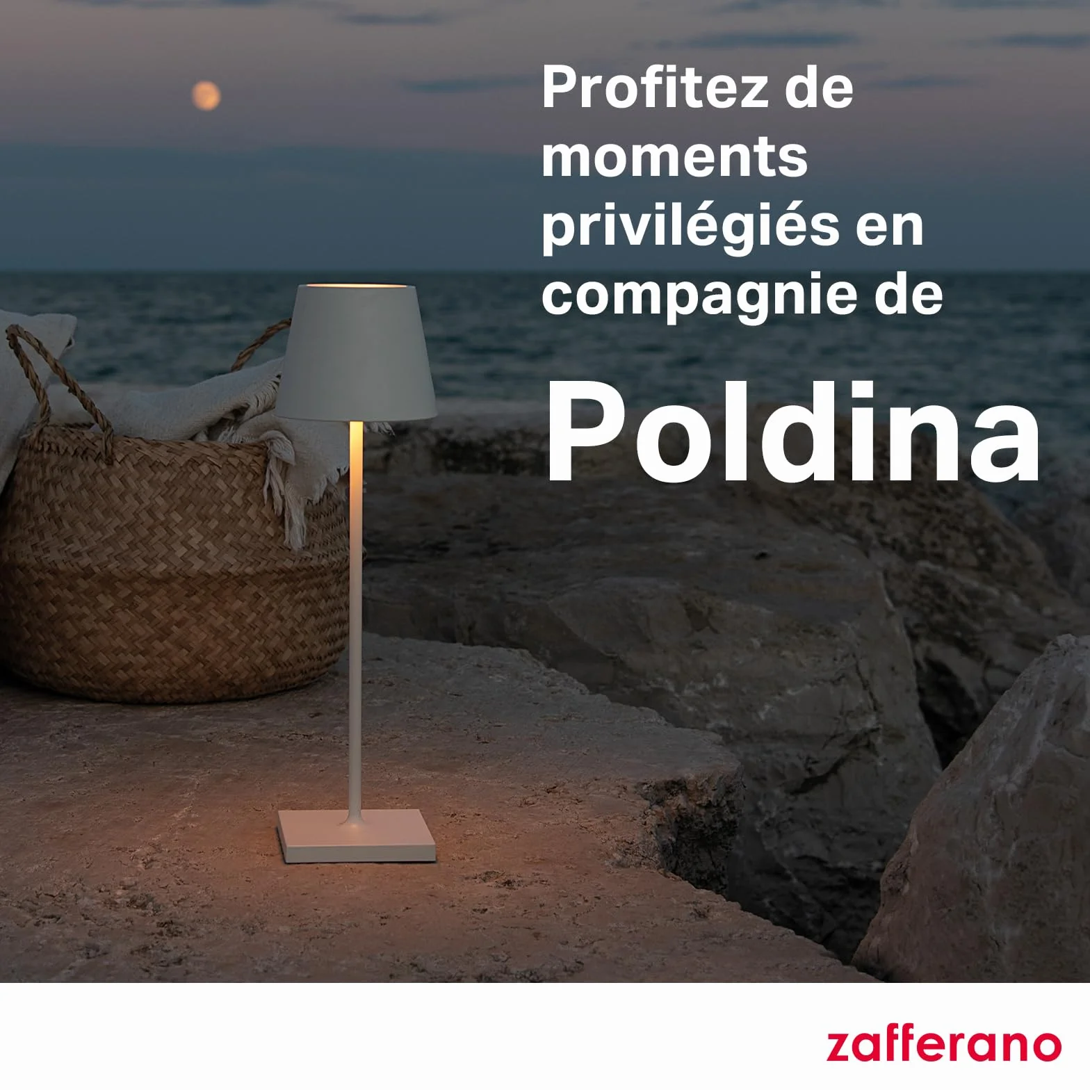 Zafferano Poldina Pro Lampe de Table Rechargeable Sans Fil Contrôle Tactile Dimmer 2200-3000 K Hauteur 38 cm Couleur Corten