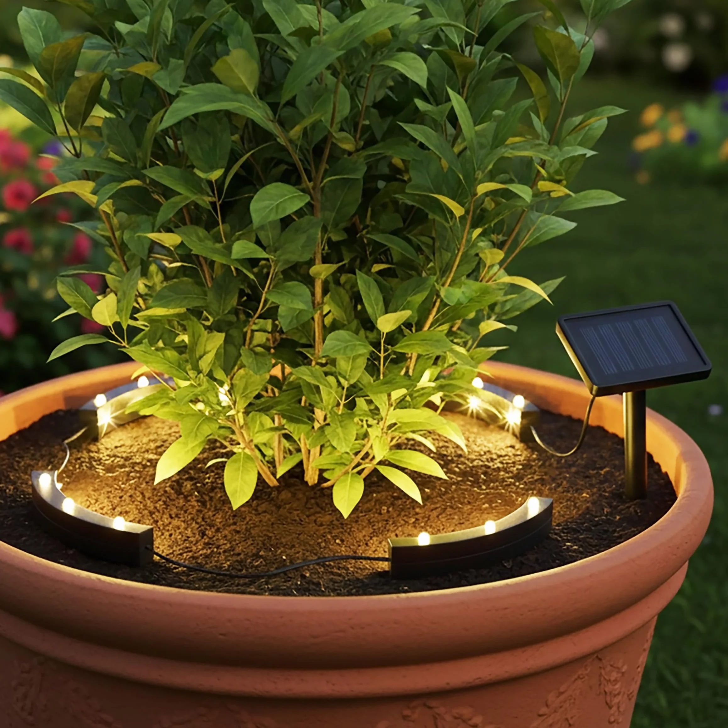 Spetebo Ensemble de 4 éclairages LED solaires pour fleurs en pot - Guirlande décorative jardin