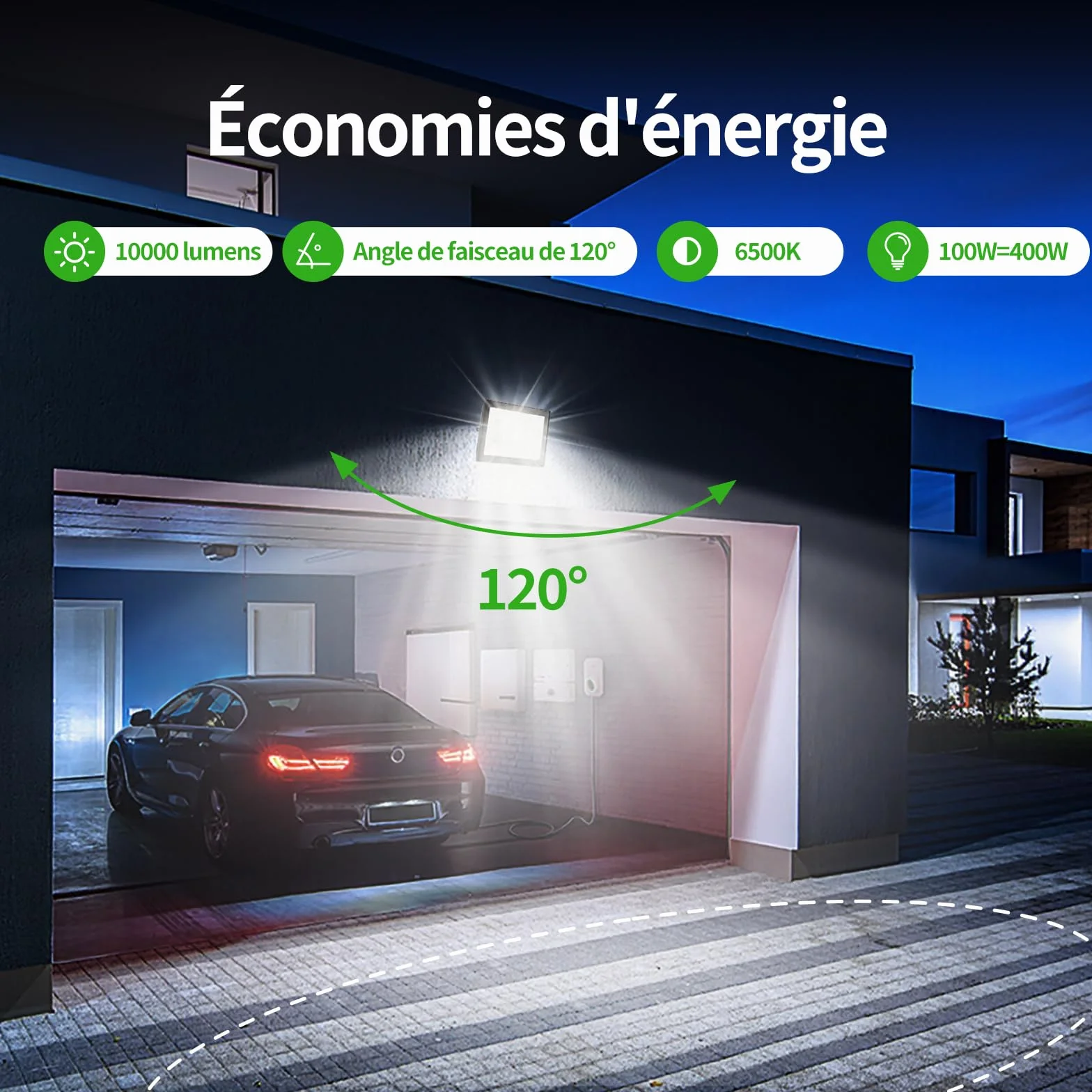 Projecteur LED Extérieur 100W 10000LM 6500K IP65 Étanche