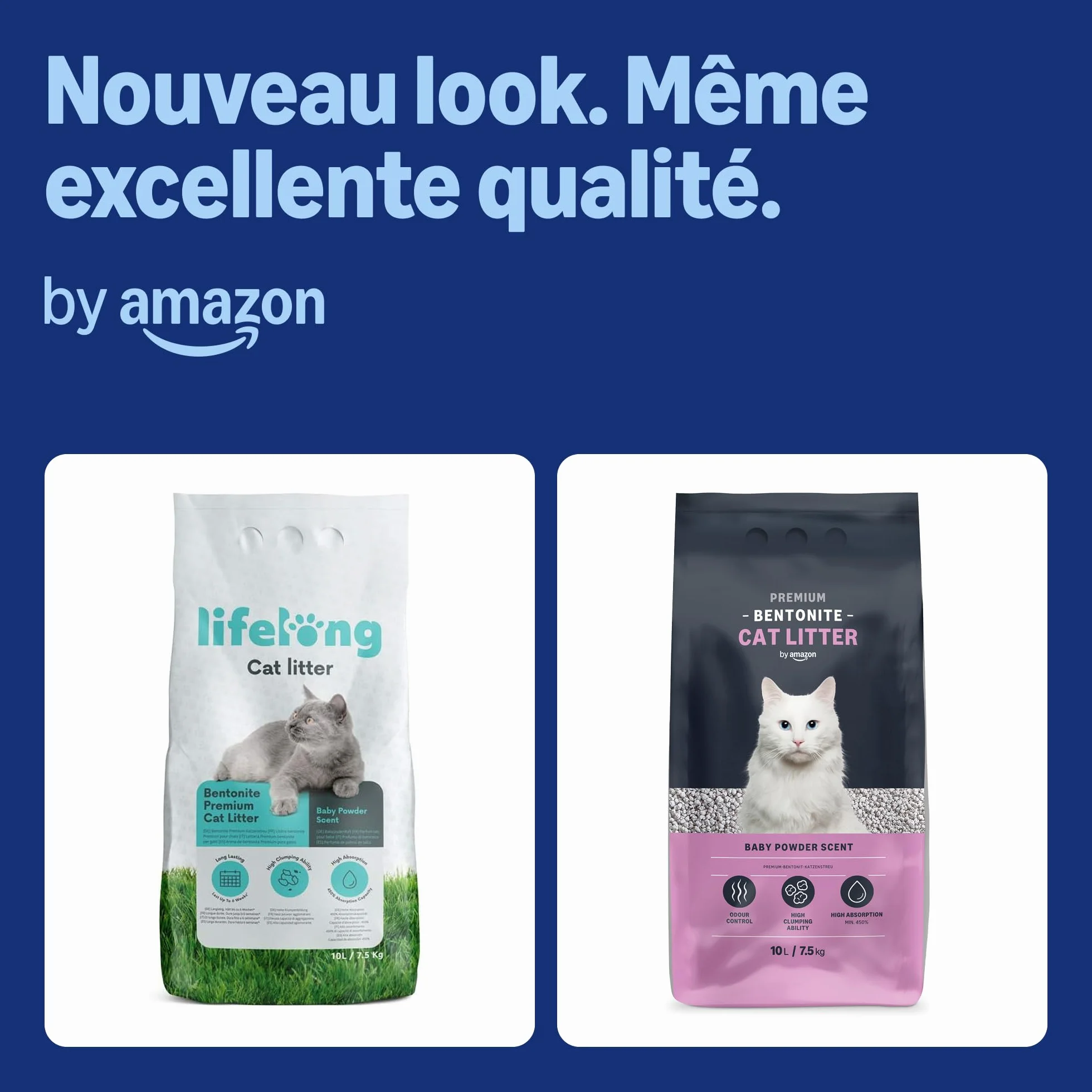 Amazon Litière pour Chat Premium avec Bentonite, Parfum Talc, 10L