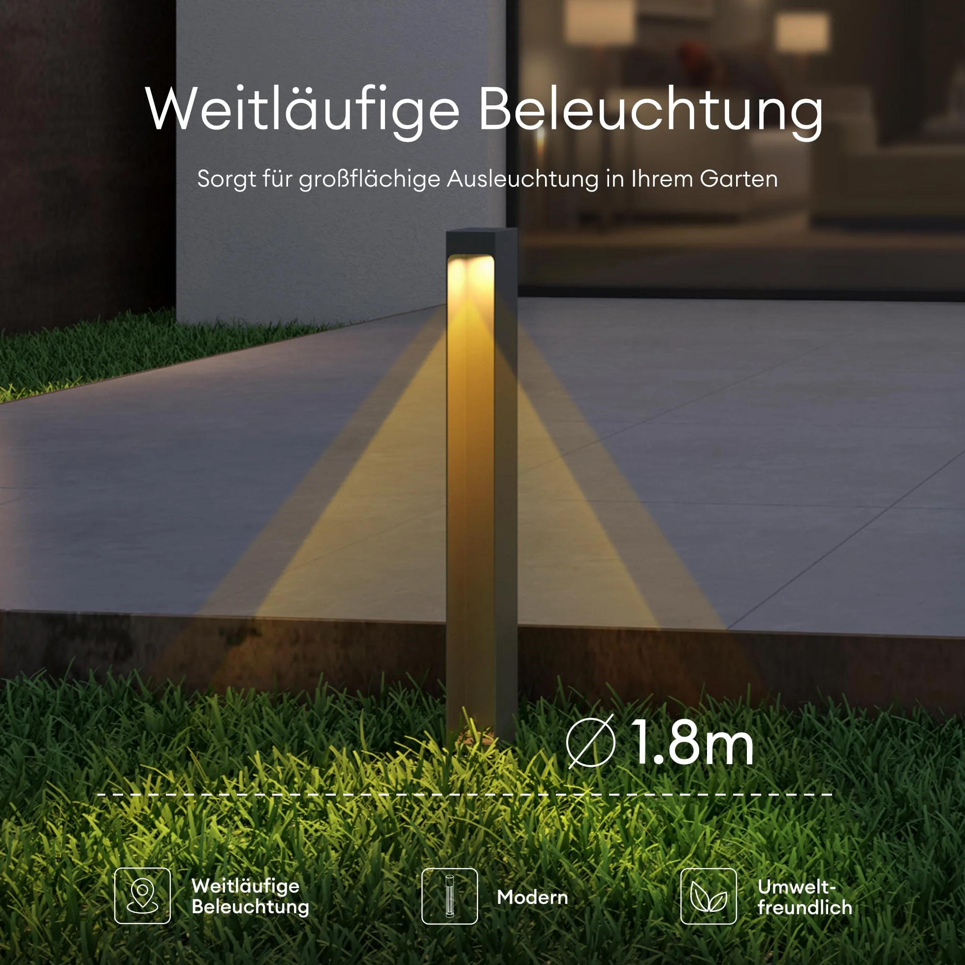Mai & Mai Lampe sur Pied Extérieur Lapme Jardin Gris Foncé LED IP65 60x60x600mm