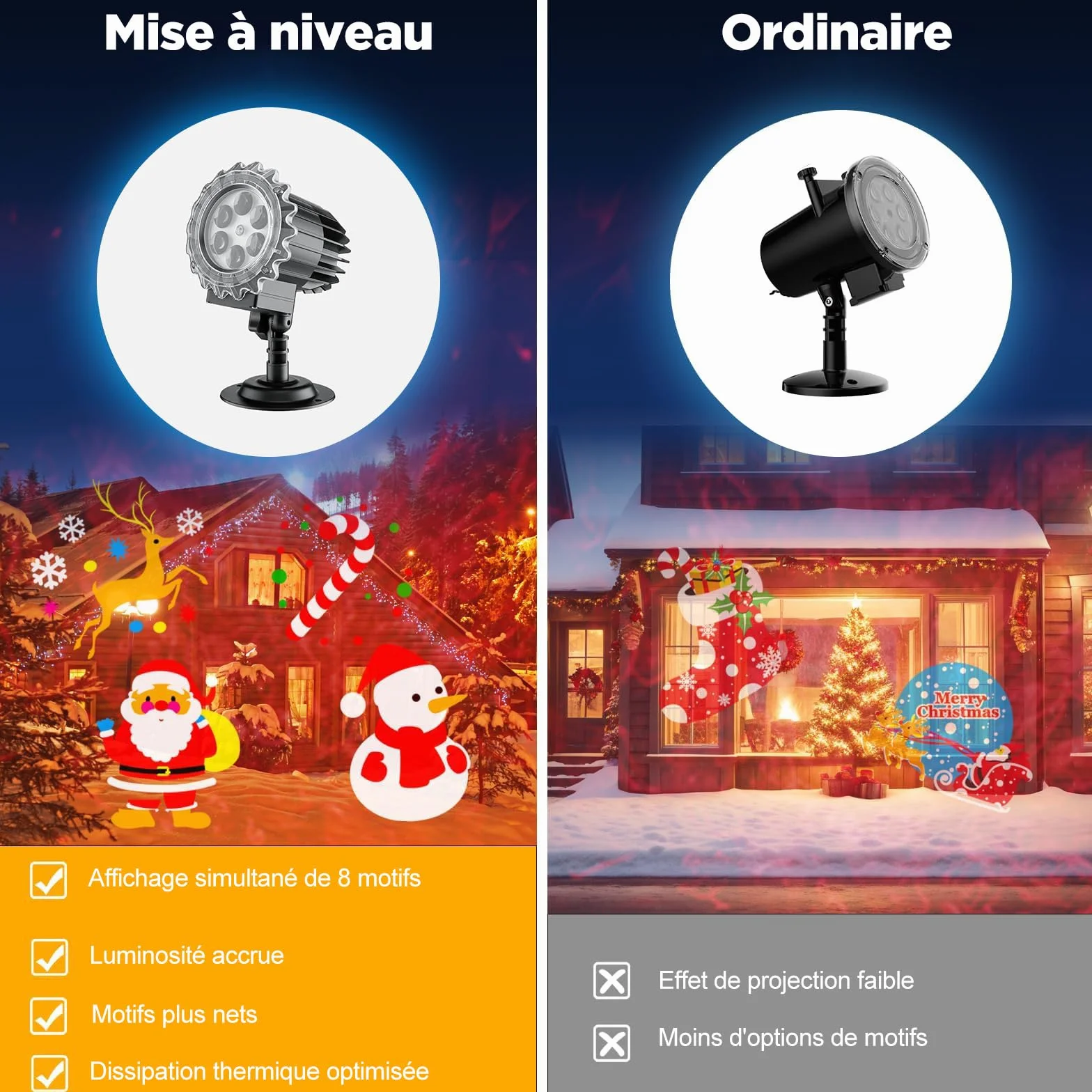 Projecteur Noël Extérieur LED 10 Diapositives HD 80 Motifs avec Télécommande Minuteur Étanche