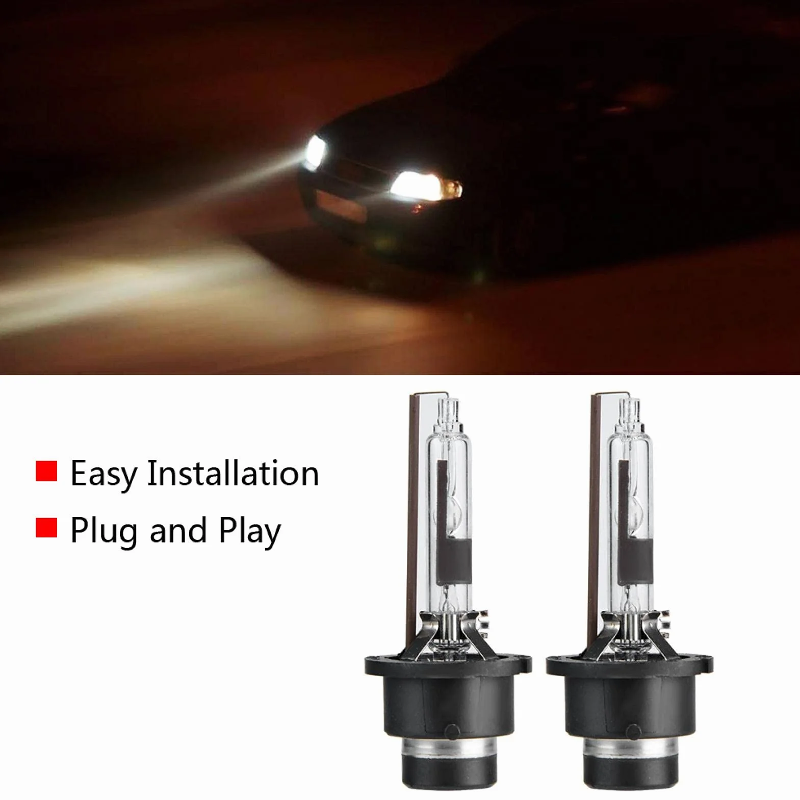 Akozon Phare Au Xénon D2r 6000k 35w Ampoules De Remplacement