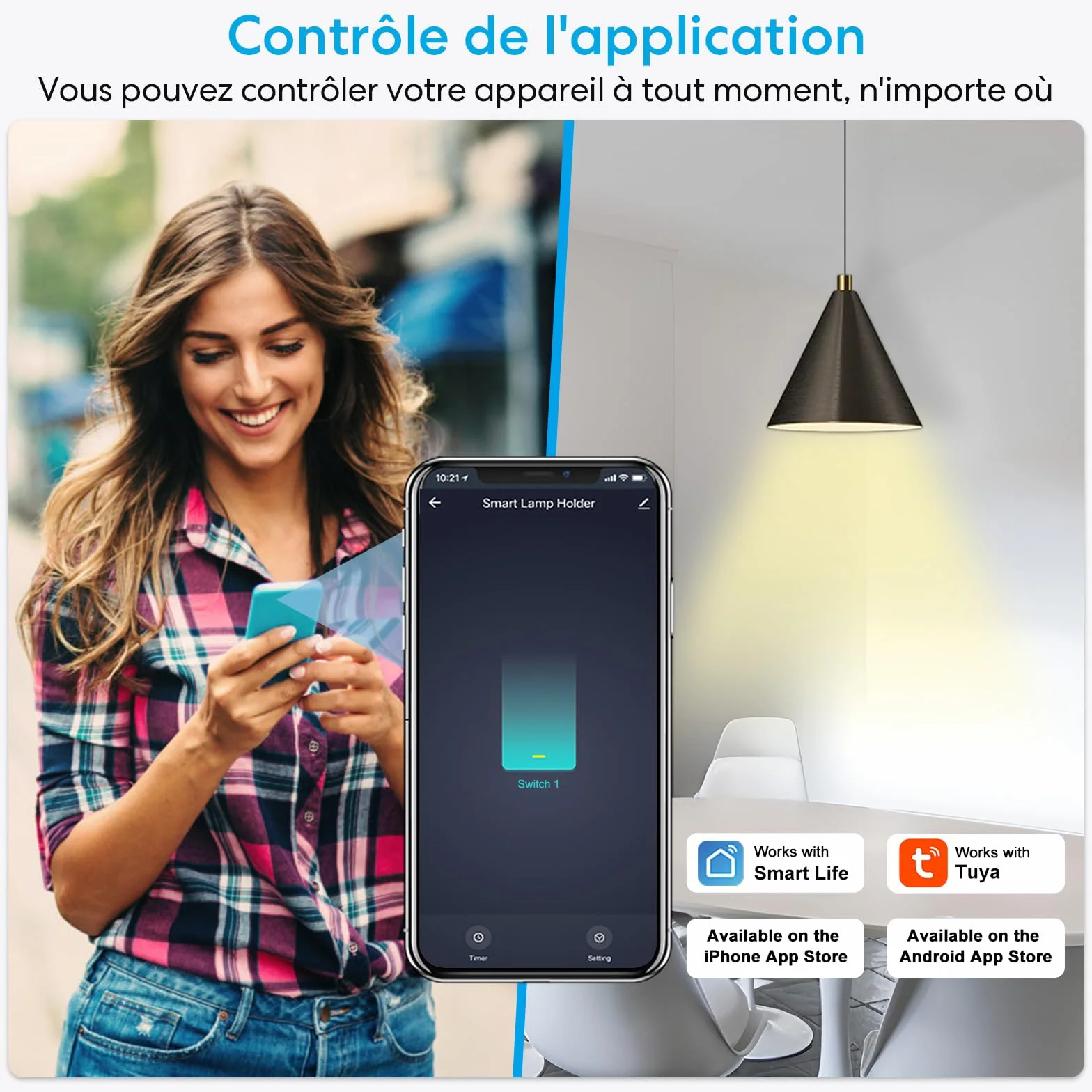 LoraTap Interrupteur WiFi E27, Commutateur Connecté Intelligent Compatible Alexa, Commande à Distance ON/OFF Lampe LED