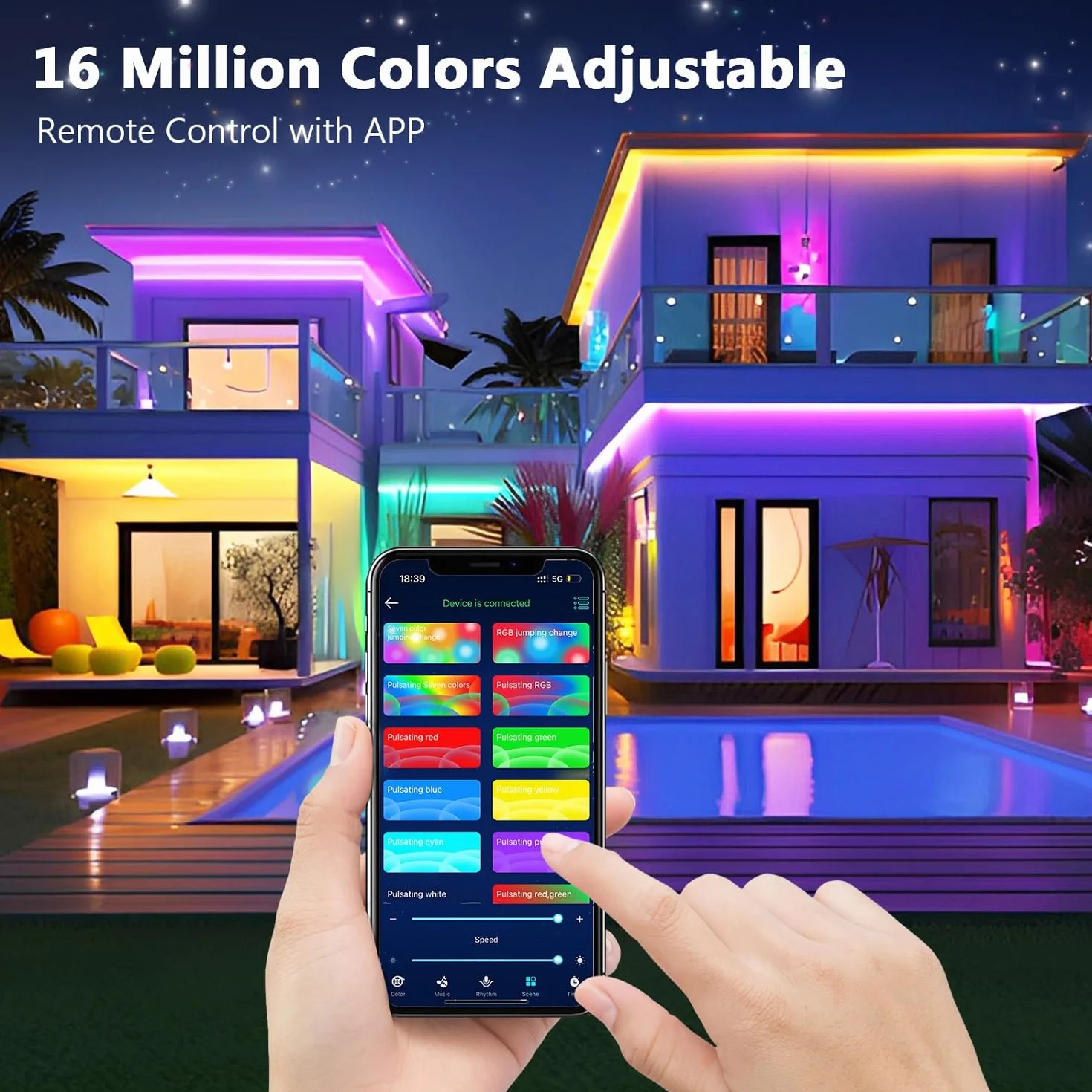 Goffii Bande LED RGB avec Bluetooth et Télécommande 44 Touches, Synchronisation Musicale, Décoration Pièce Jeux (15 mètres)