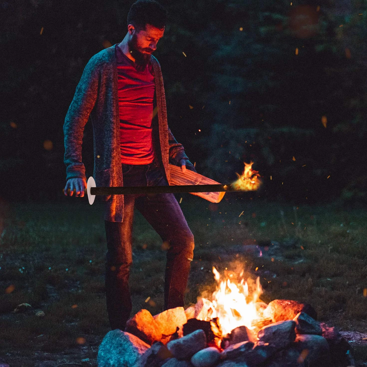 Flambeaux torches en cire lot de 100 avec protection mains poignée bois longue combustion 90-100min jardin