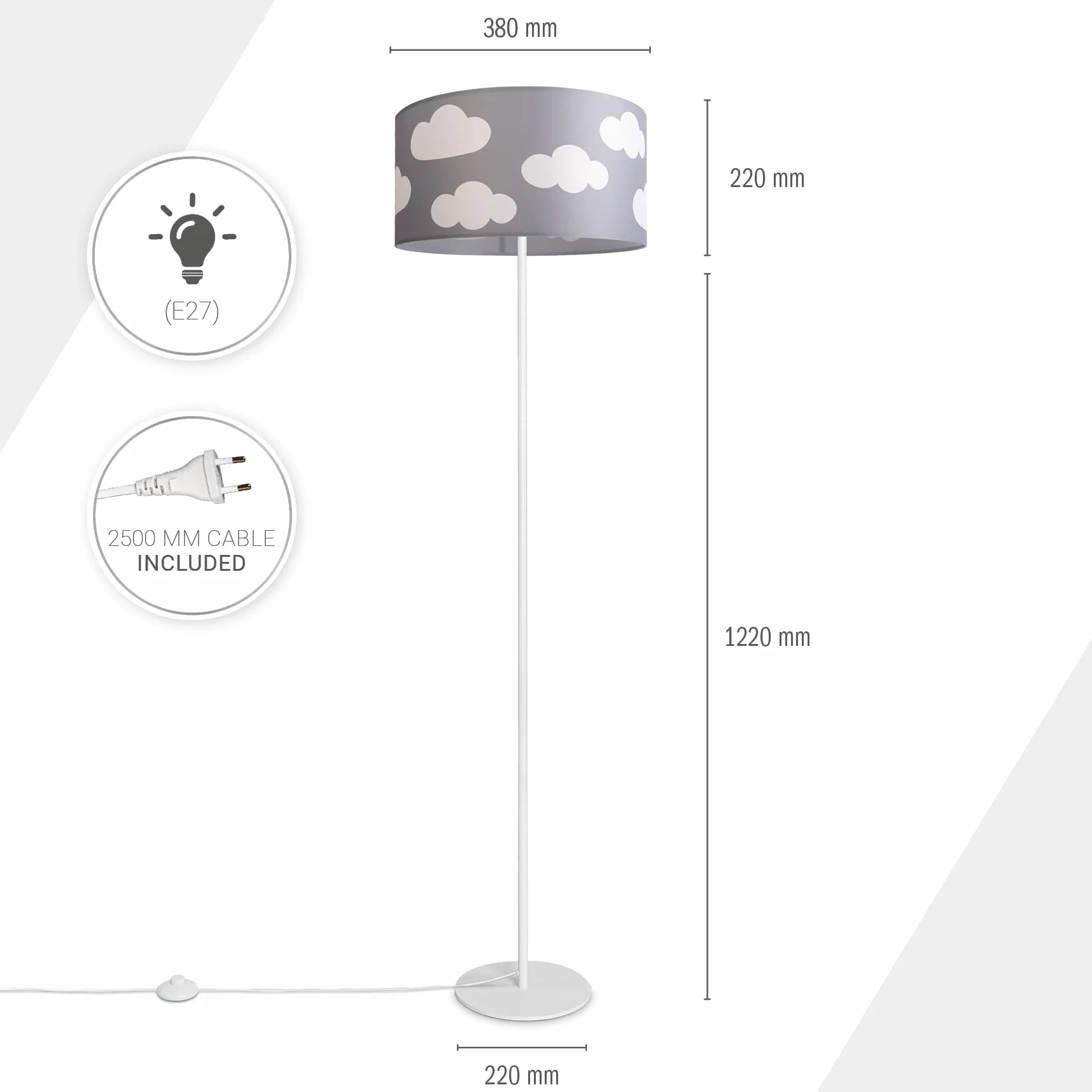 Paco Home Lampadaire Trépied Abat-Jour Tissu Rond Étoiles Lune E27