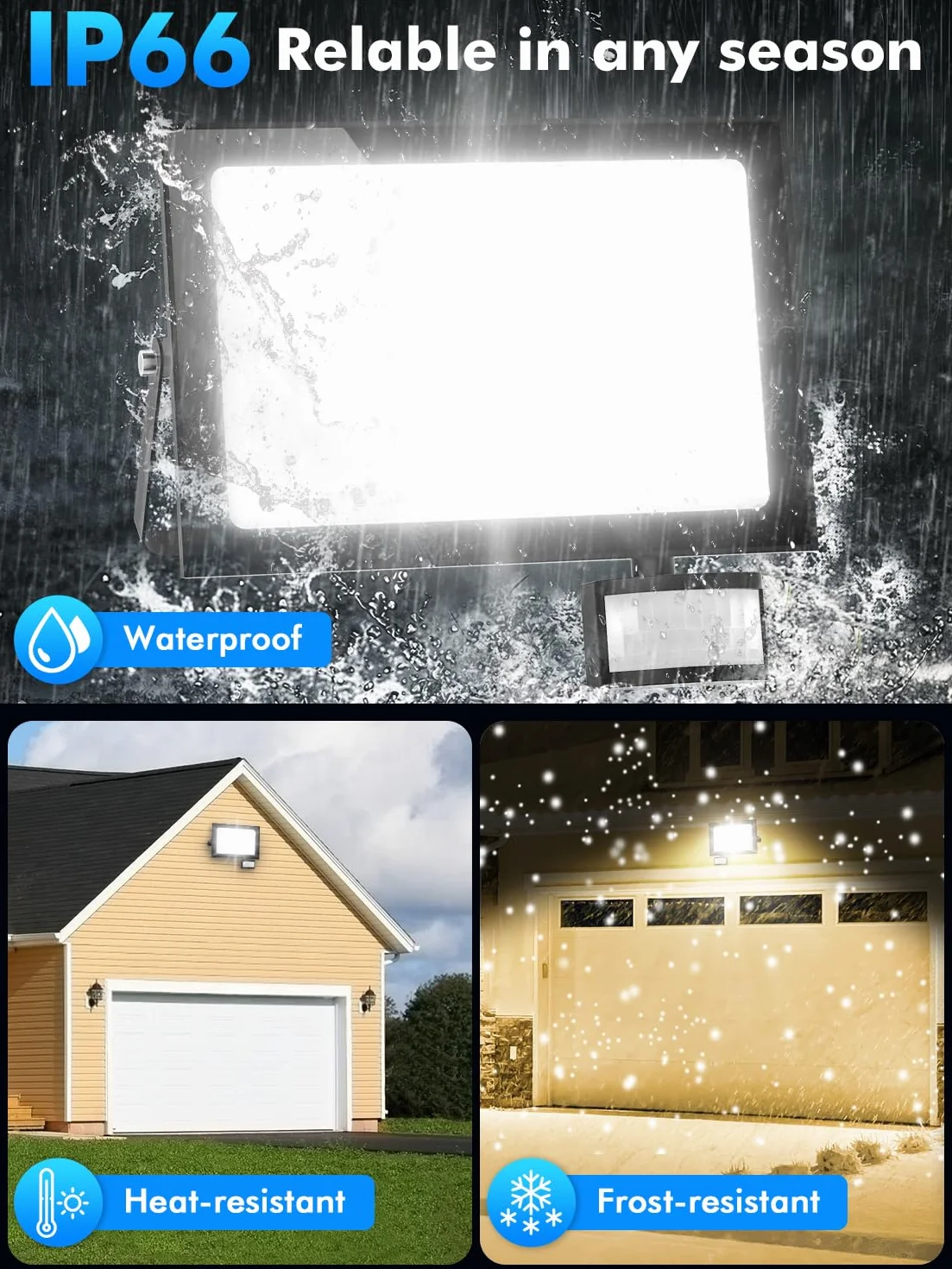 Projecteur LED Exterieur 150W Detecteur de Mouvement 3000K/4500K/6500K 15000LM IP66 Etanche