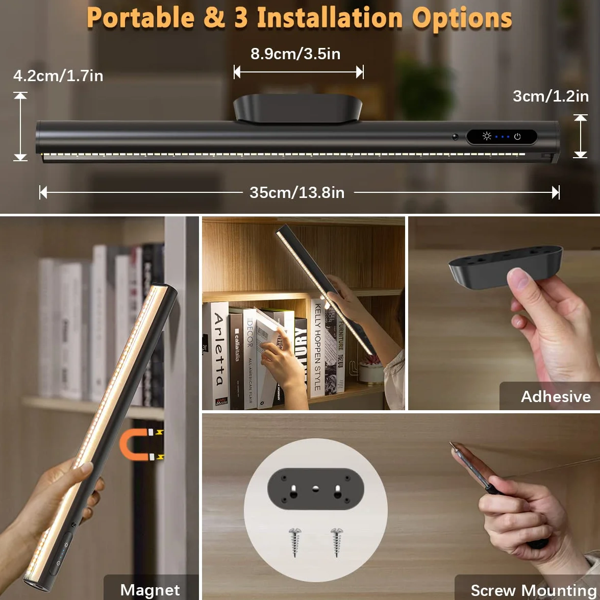 Reglette LED Cuisine Sans Fil 4000mAh Rechargeable USB Lumiere Magnetique avec Telecommande Eclairage Murale