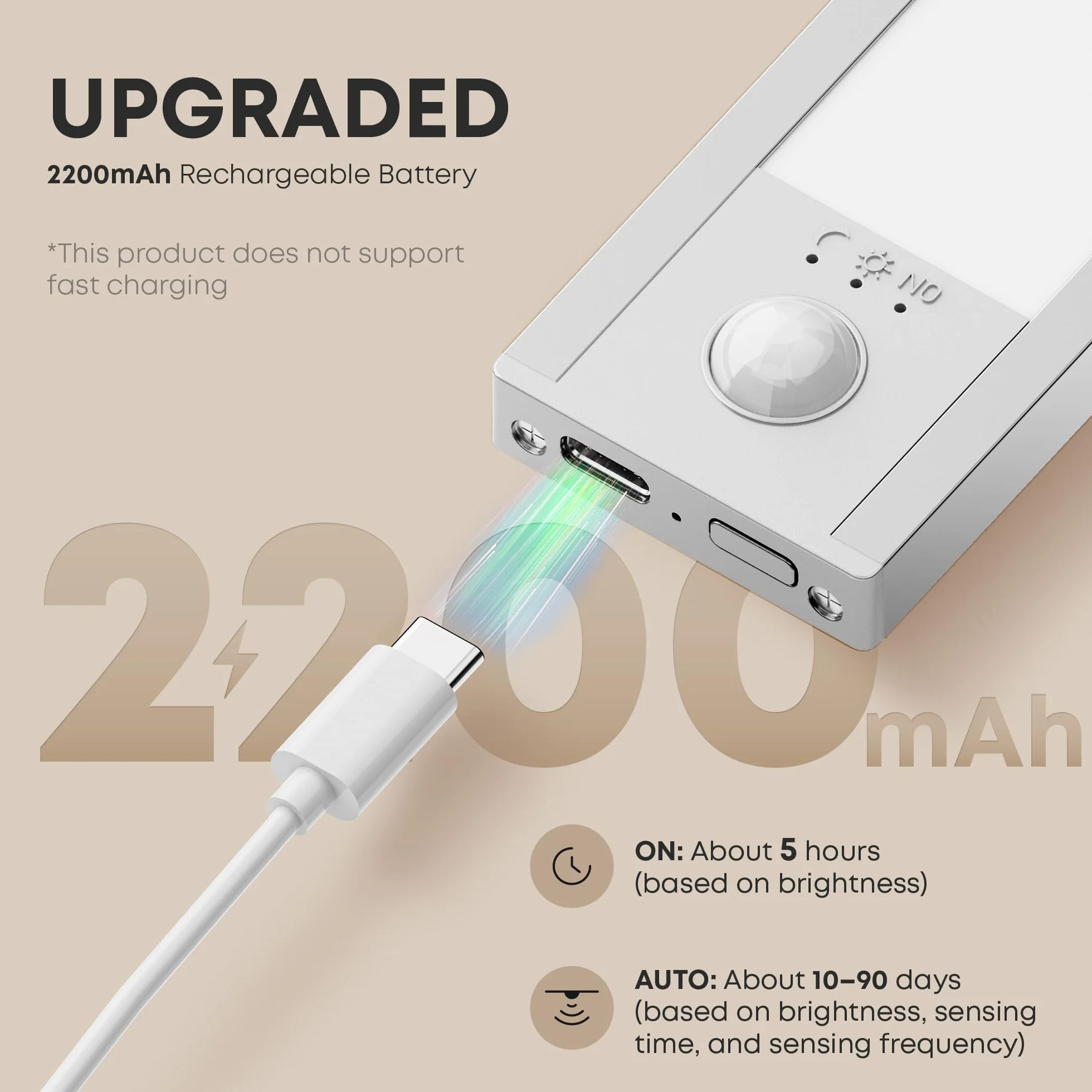 LROLTEF Reglette LED Lampe Cuisine sous Meuble avec Detecteur de Mouvement 30CM 2200mAh Rechargeable 2 Pack