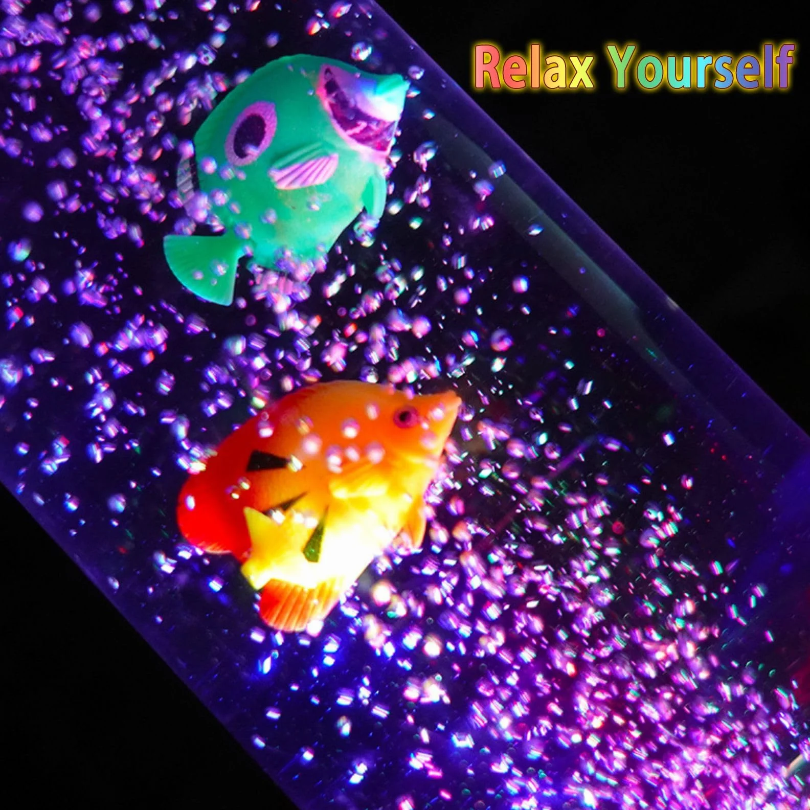 Fantasy Bubble Fish Tube LED Aquarium 2.5 Pieds 6 Poissons Artificiels 7 Couleurs Changeantes