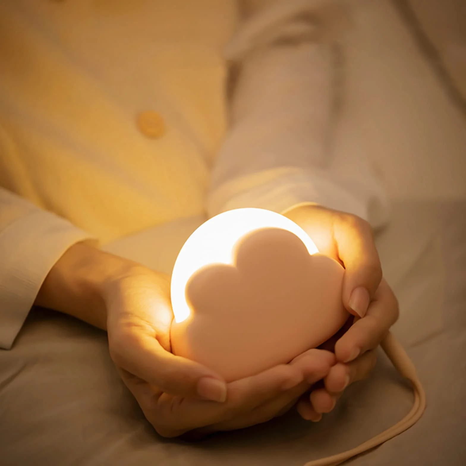 Annmore Lampe de Nuit Nuage Rechargeable ABS pour Bébé, Rose