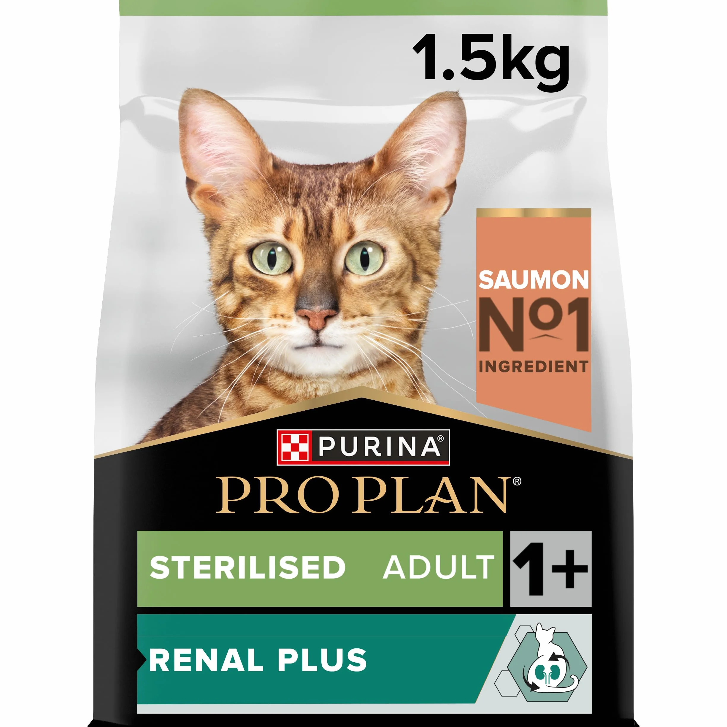 PURINA PRO PLAN Renal Plus Croquettes pour Chat Adulte Stérilisé au Saumon 1,5kg