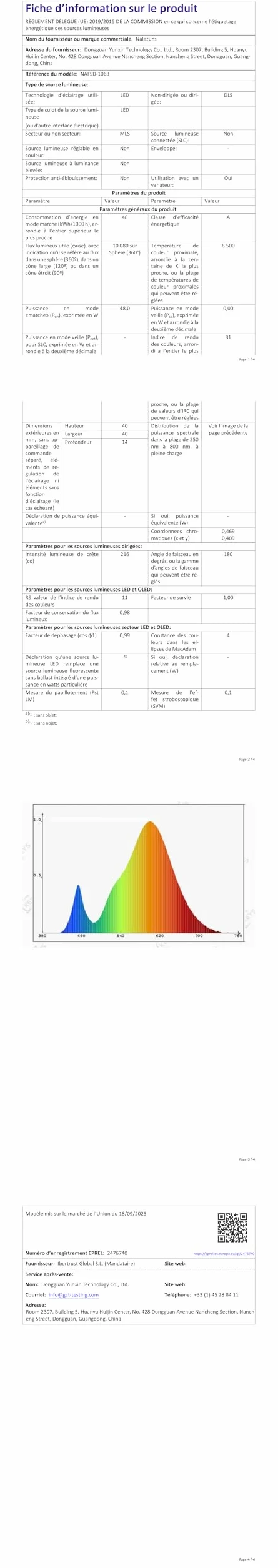 Ventilateur de Plafond 40cm avec Lumière Silencieux, Intensité Variable, 3 Couleurs