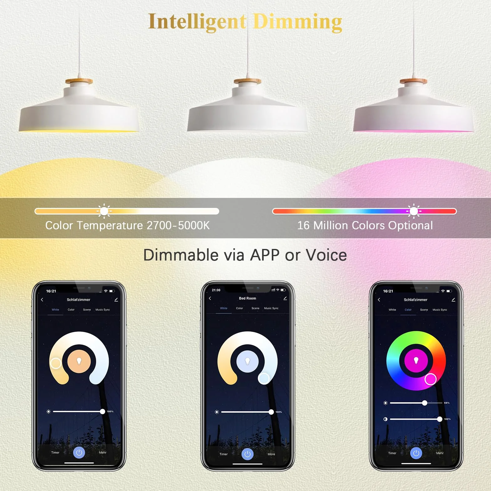 DiCUNO Ampoule Connectée LED WiFi B22 9W Dimmable Multicouleur 2700K-5000K RGBCW 800LM Lot de 2