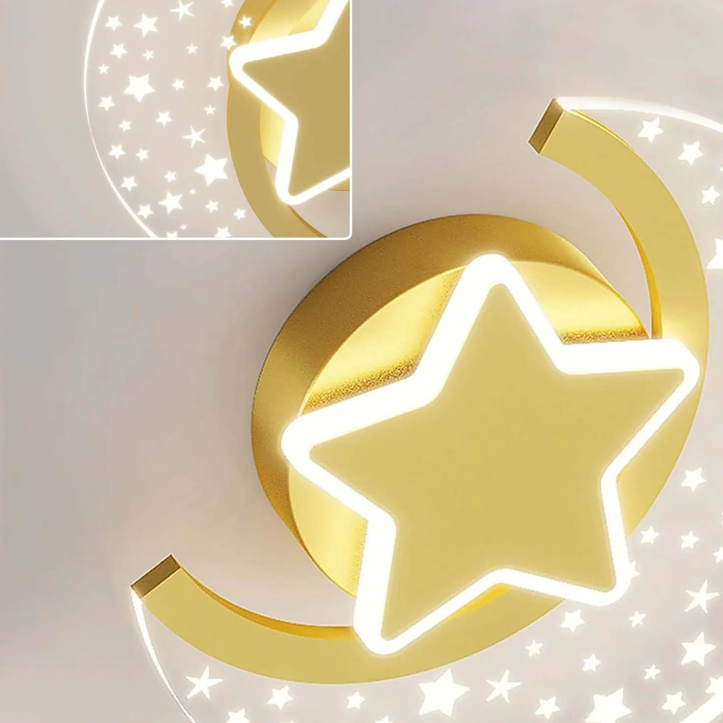 Applique Murale LED Interieur avec Prise Dimmable Lune Contrôle Tactile Lumière Mural Métal Chambre Enfants