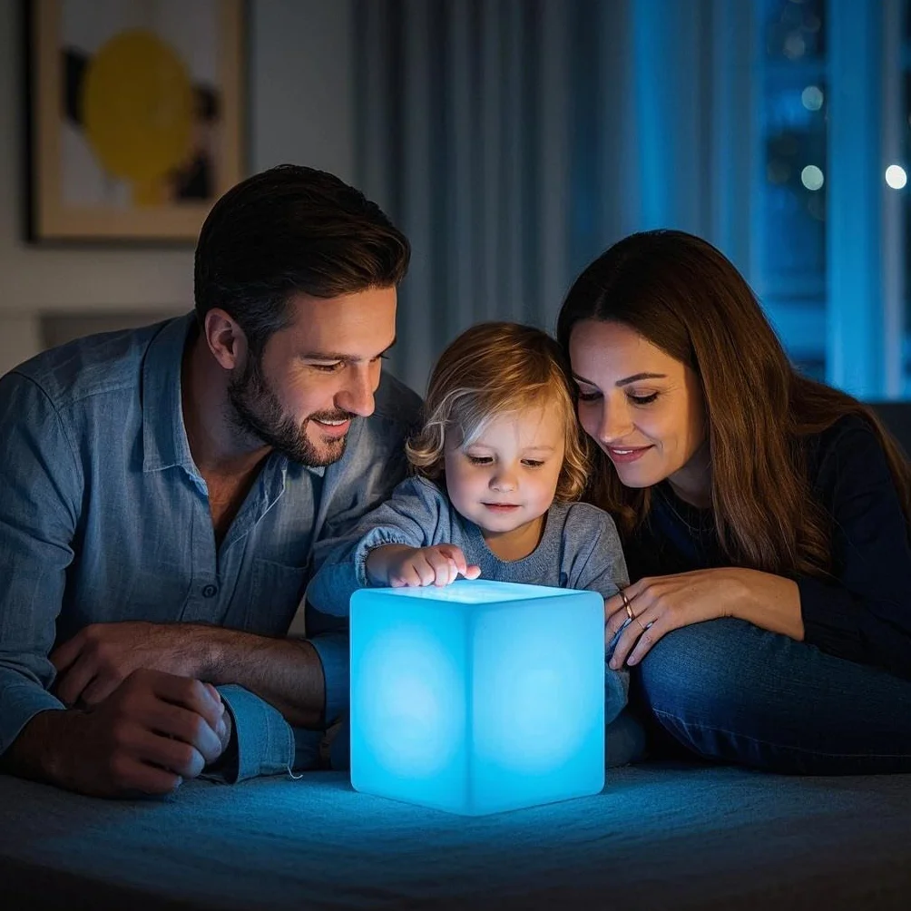 Mr.Go 10" LED Cube Lumineux Lampe d'Ambiance avec Télécommande, 16 Couleurs RGB, Dimmable, Rechargeable, Imperméable Intérieur Extérieur