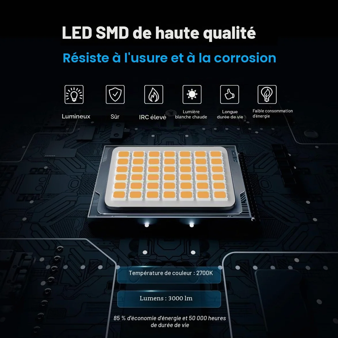 MEIKEE Projecteurs LED Extérieur 35W Lot de 2 Spot LED IP66 Étanche 3000LM Blanc Chaud 2700K
