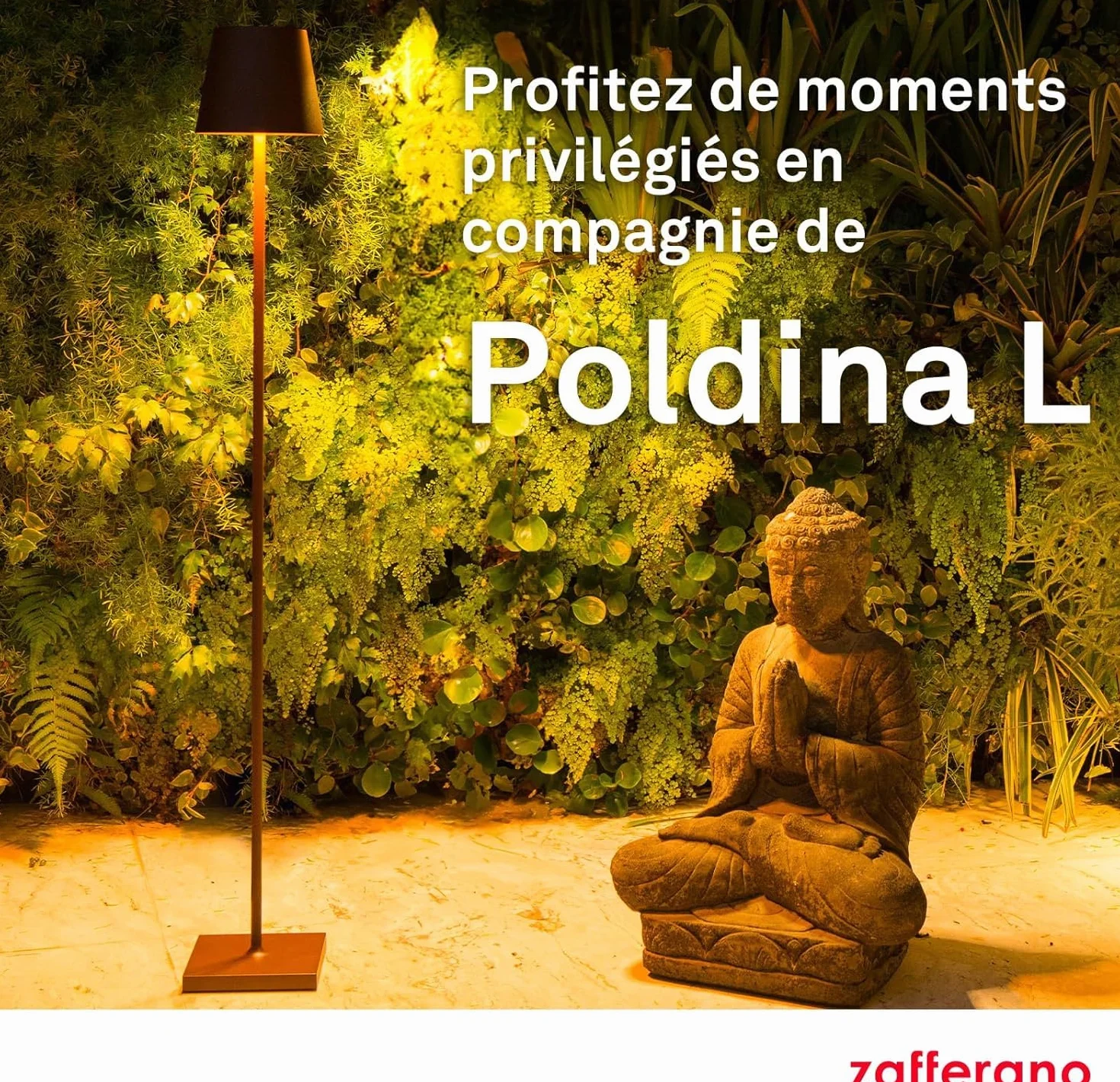 Zafferano Lampada Poldina L Lampadaire Rechargeable Sans Fil Contrôle Tactile Dimmer 2200-3000 K Hauteur Réglable 52-122 cm Couleur Corten