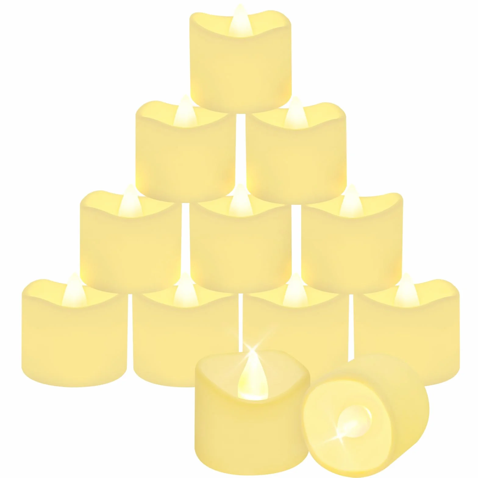 Bougies LED Flamme Vacillante 24 pièces Bougies électriques Chandelles clignotantes Blanc Chaud 3.6x3.4cm
