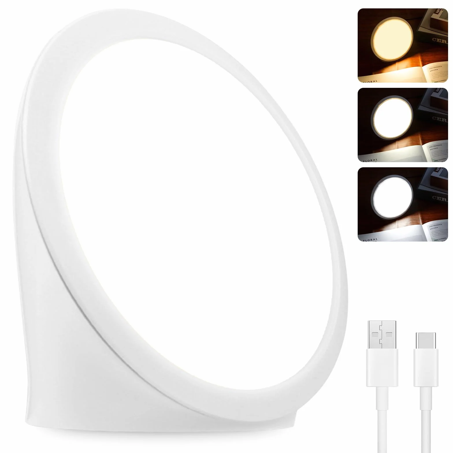 PORFOYO Lampe de luminothérapie, lampe de bureau avec 3 températures de couleur, fonction mémoire, 6 minuteries