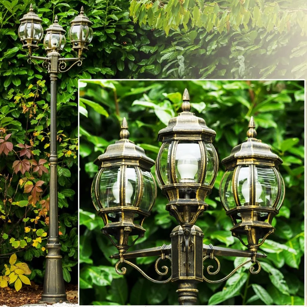 Candélabre Kobe lampe d'extérieur antique métal brun 3 branches 215 cm E27 IP44
