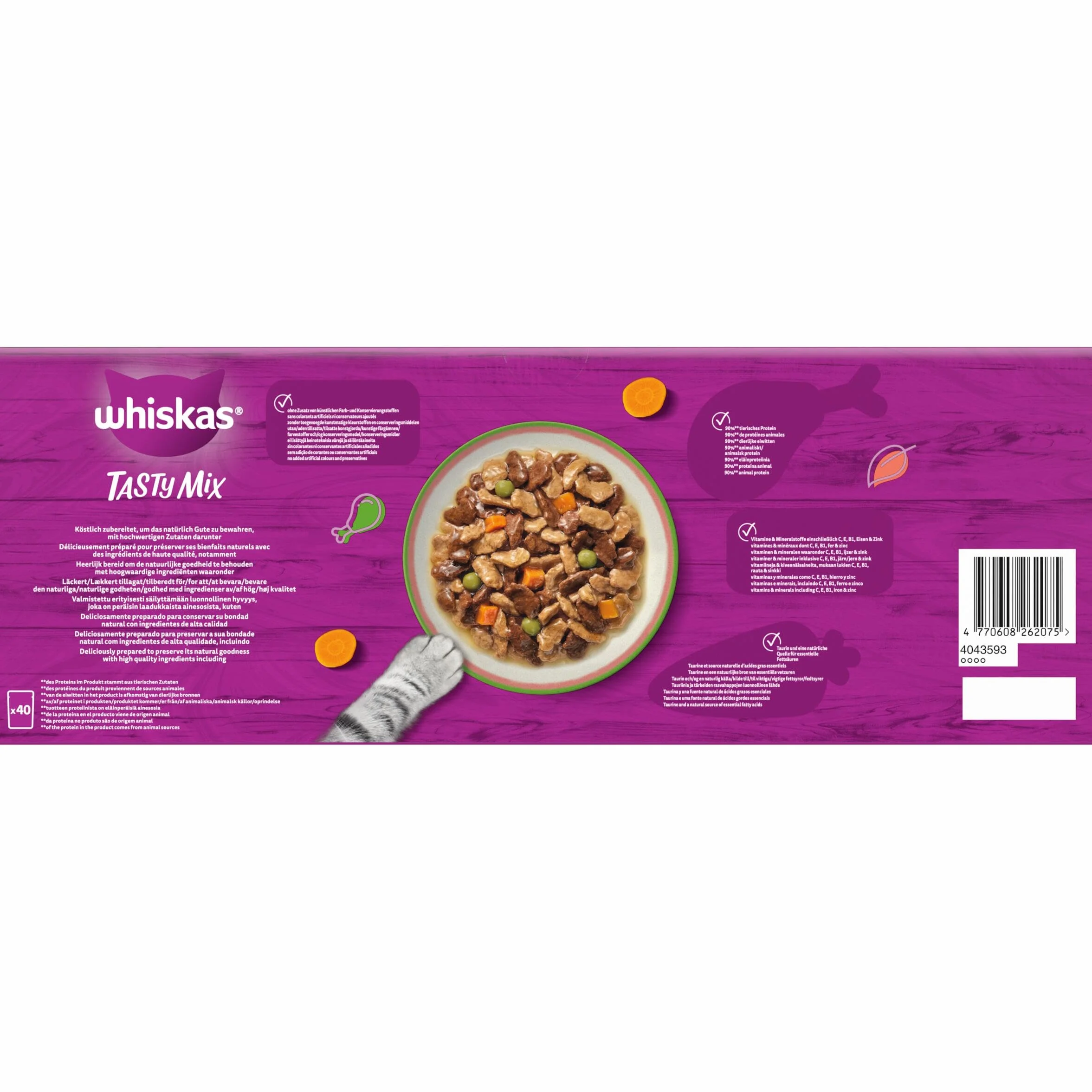 WHISKAS TASTY MIX Aliment humide Sauce Chat adulte 40x85g Sélection du chef