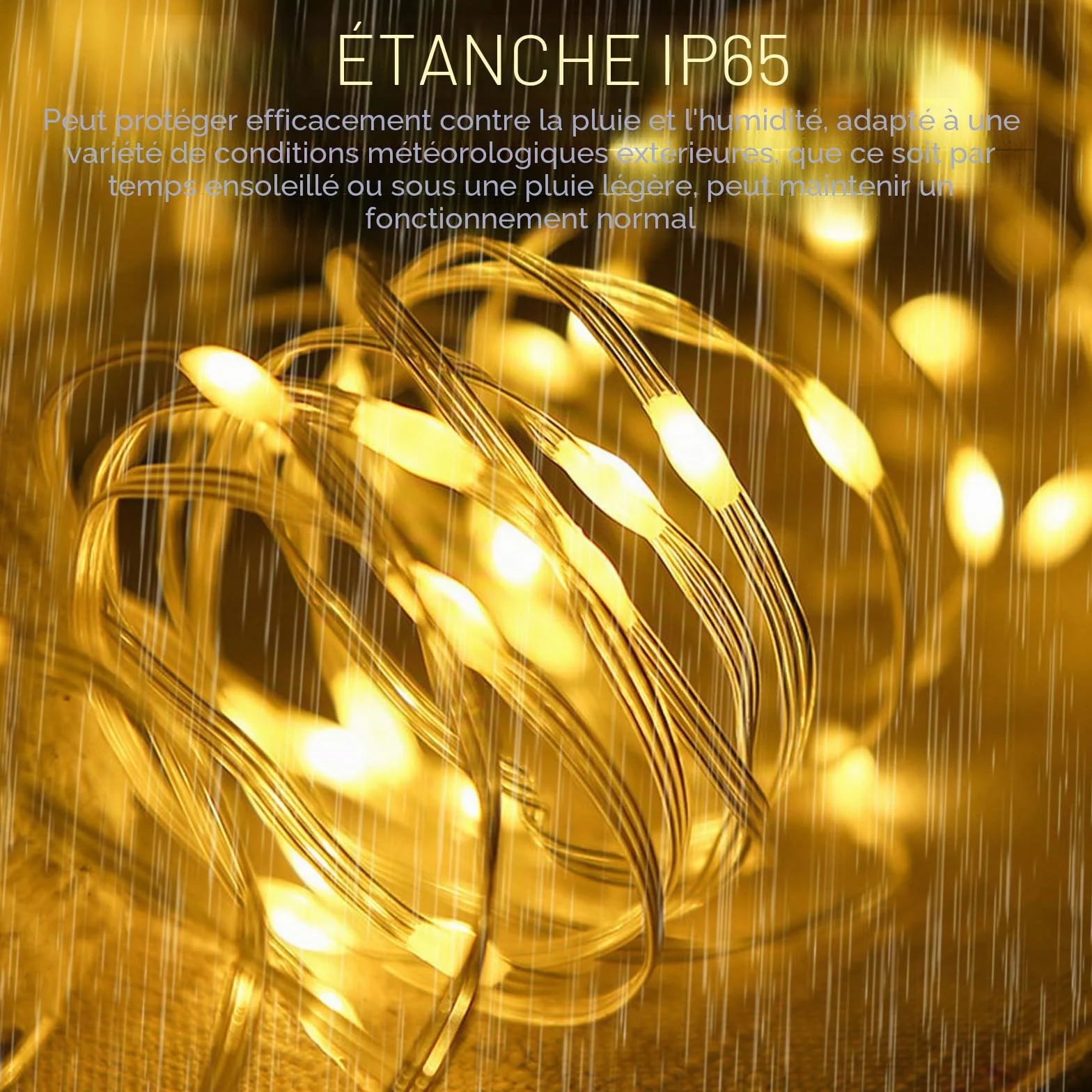Guirlande lumineuse solaire pour parasol 104 LED avec télécommande