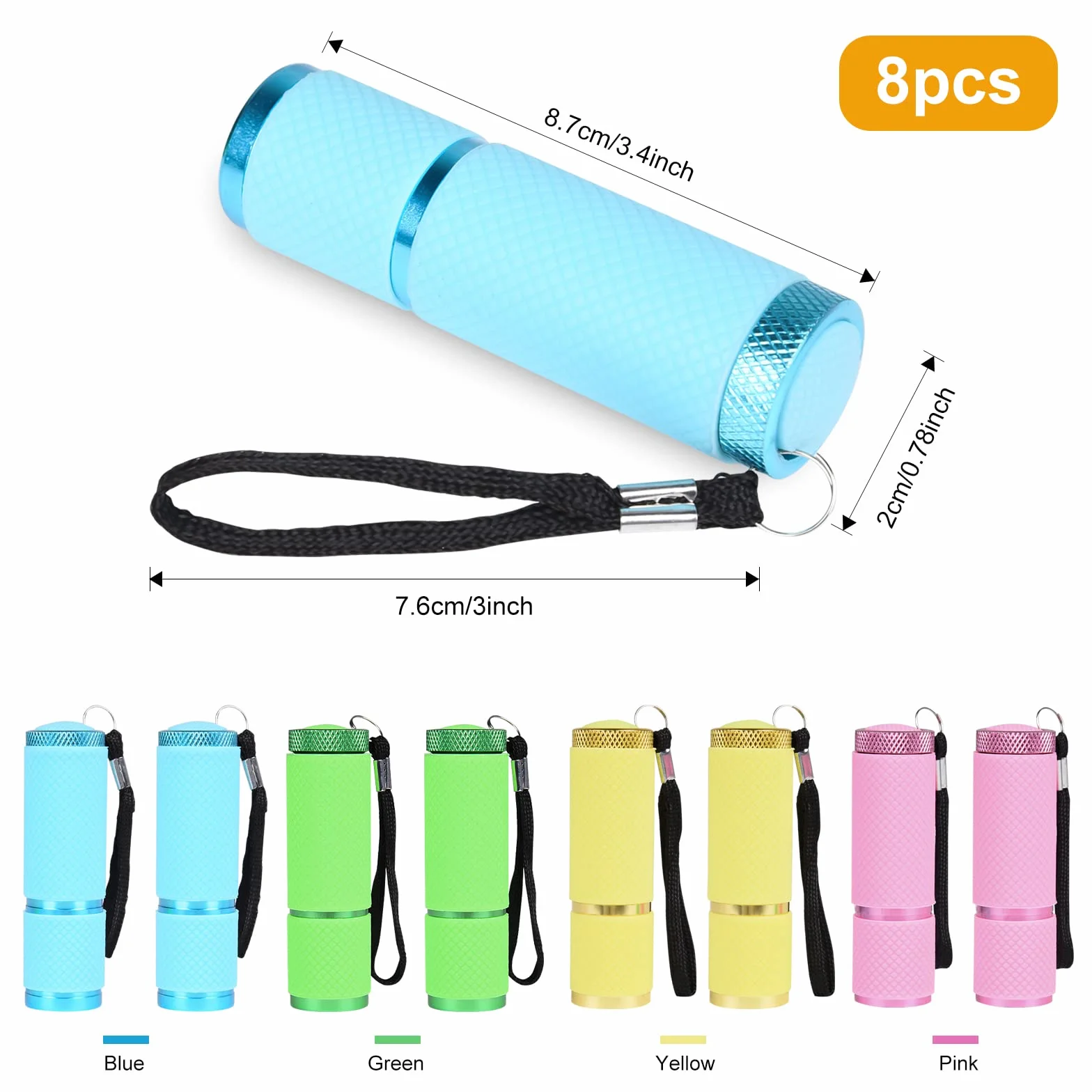 FORMIZON Mini Lampe de Poche LED 8 Pièces Aluminium Portable Camping Randonnée