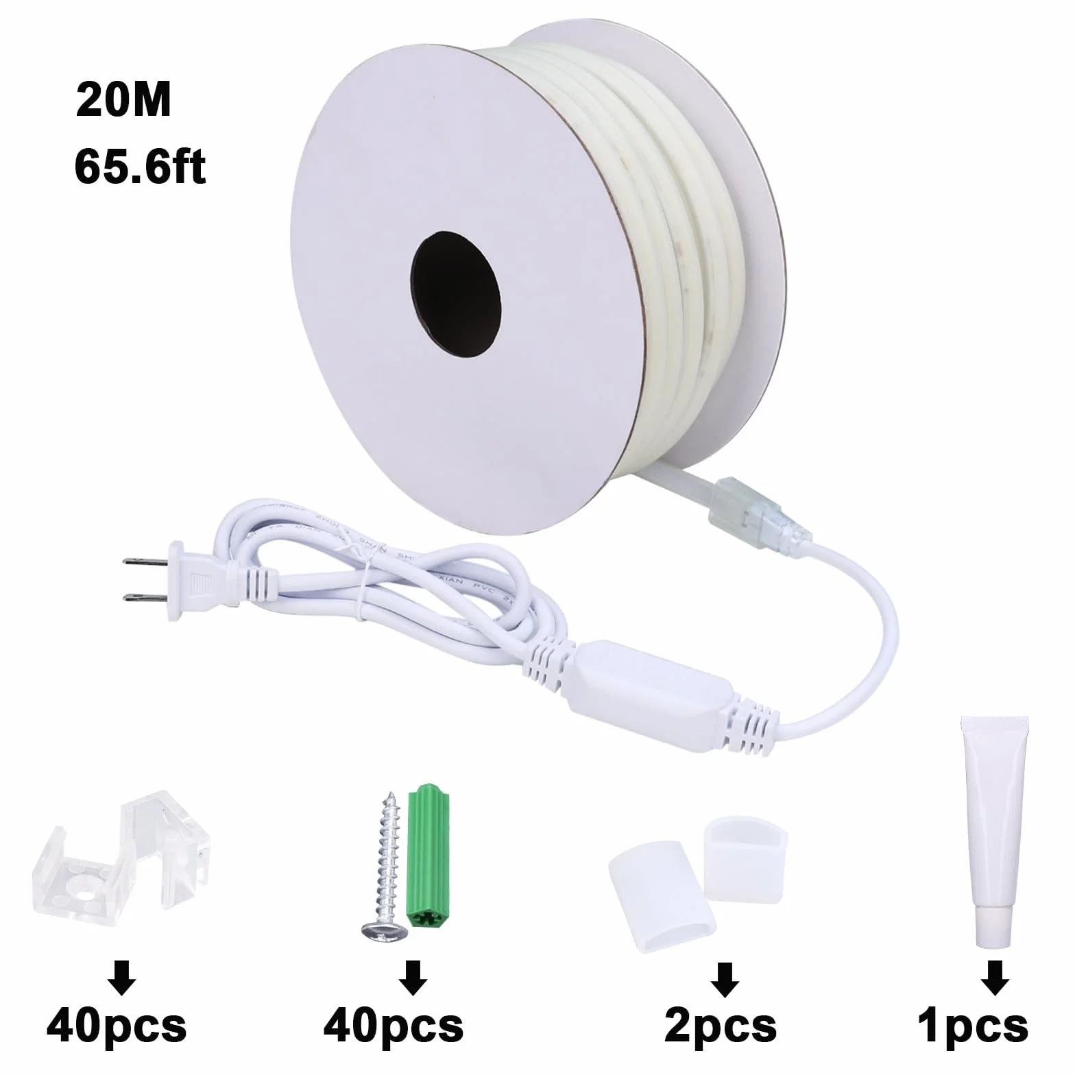 BENLUN 220V Ruban LED COB Exterieur Etanche 20M 6000K Blanc Froid Flexible Découpable 200W CRI 90+