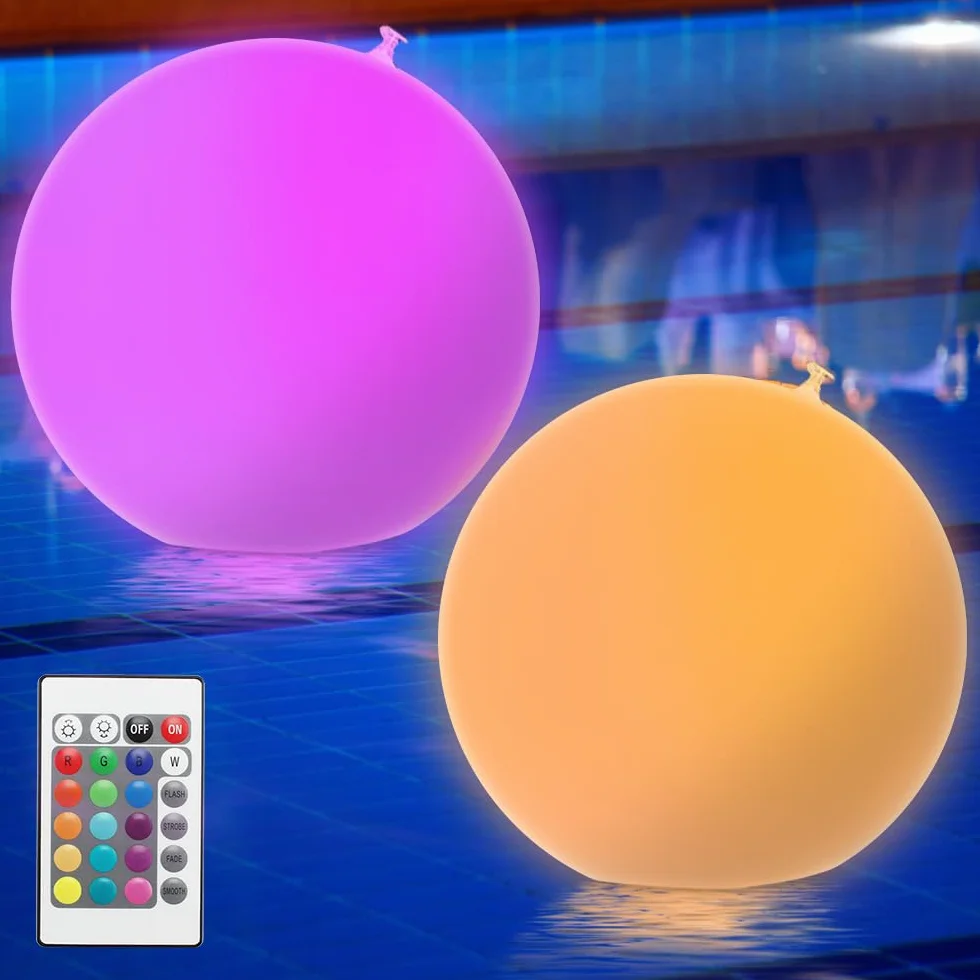 Boule Lumineuse Piscine Flottante 40cm 16 Couleurs 4 Modes Télécommande
