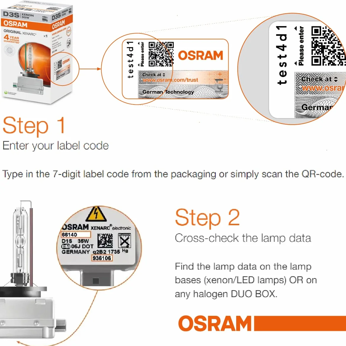 Osram 66340HBI Xenarc 35W D3S PK32D-5 4600K HID Xenarc foco de xenón (paquete de 2)