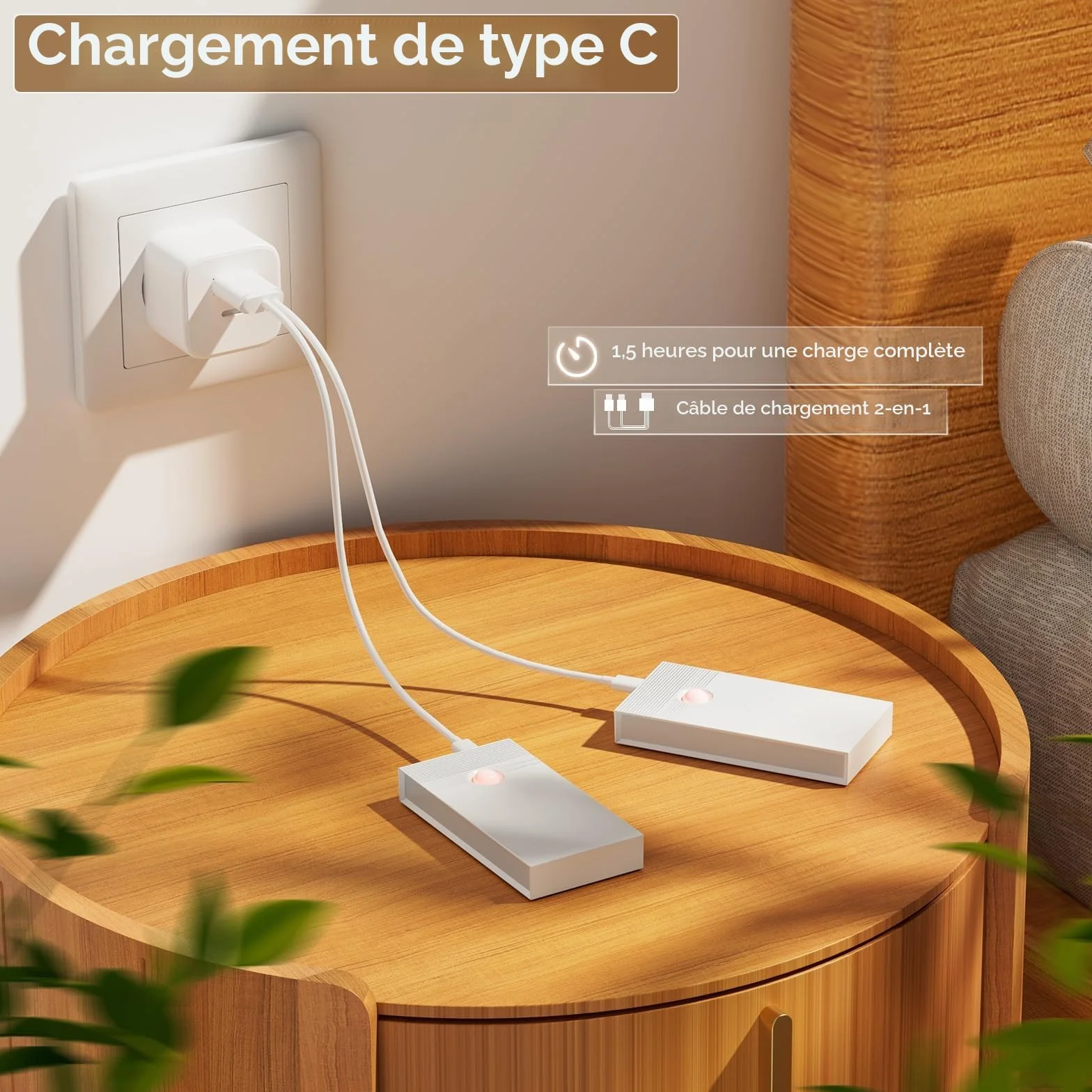 Veilleuse Détecteur de Mouvement LED Rechargeable Lot de 4 2700K pour Intérieur Escaliers Couloirs