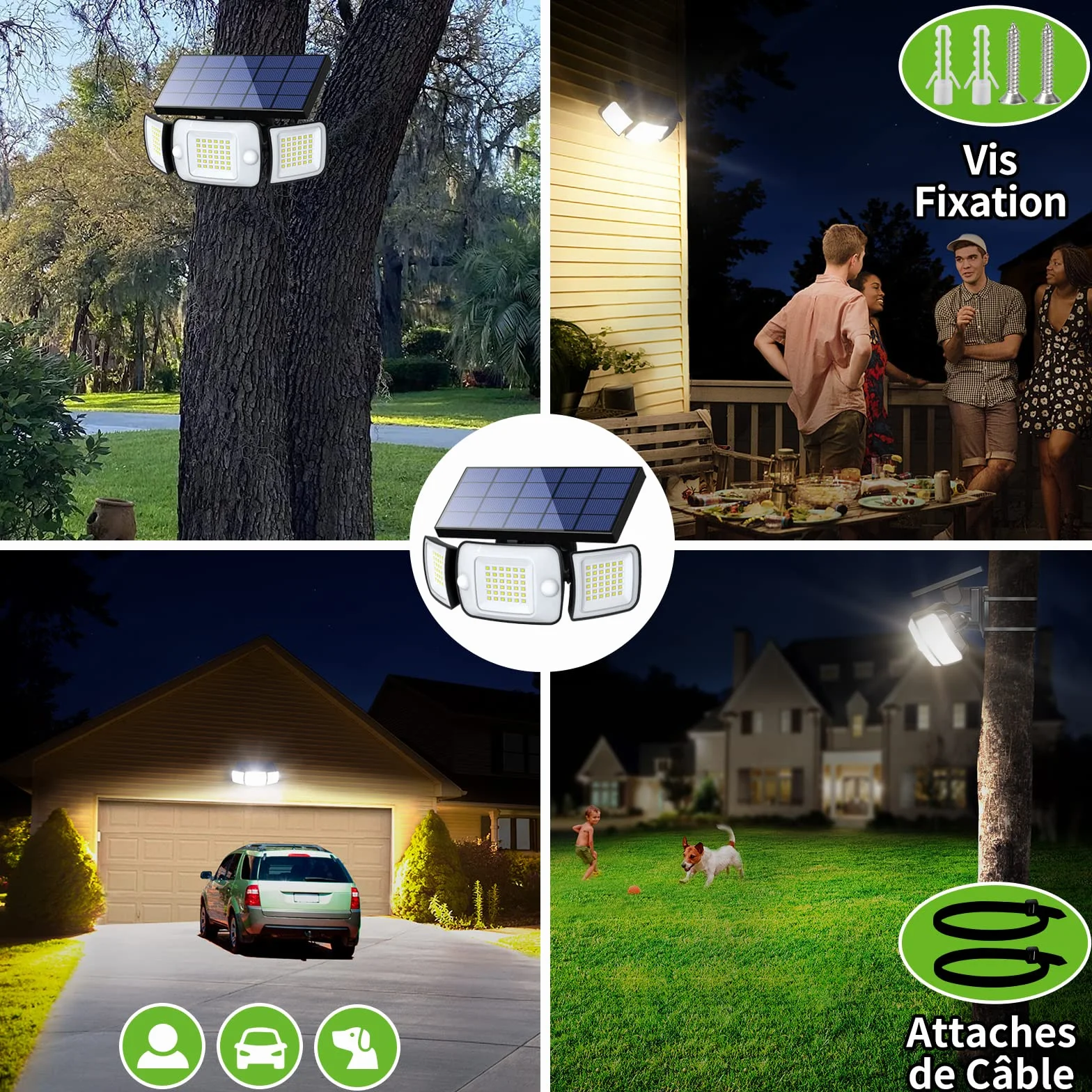 Intelamp Lampe Solaire Extérieure 6000mAh 1200LM IP65 Détecteur de Mouvement Projecteur LED Sécurité