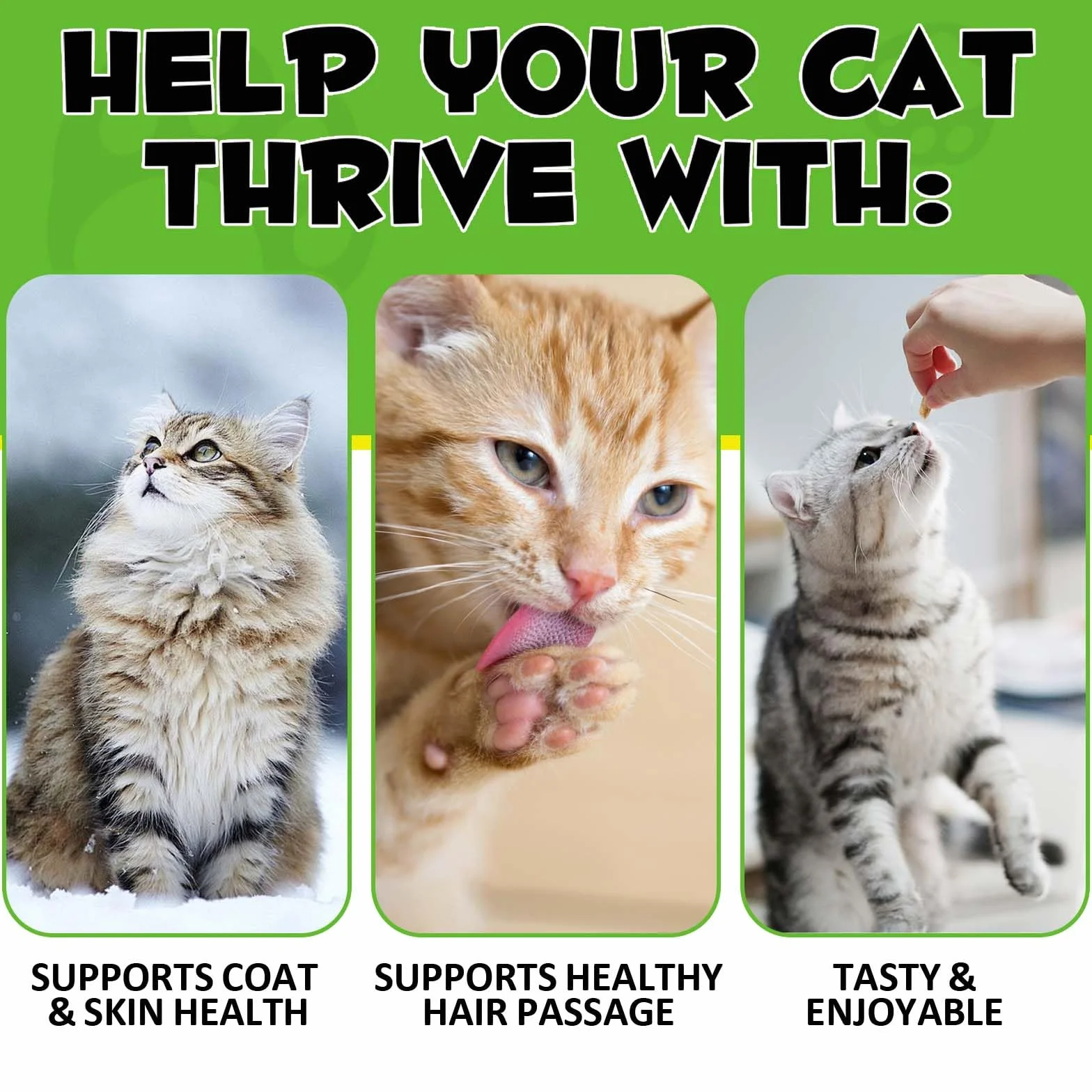 Traitement Boule de Cheveux pour Chats et Chatons, Support Peau et Manteau, Élimine et Prévient les Boules de Cheveux - 100G