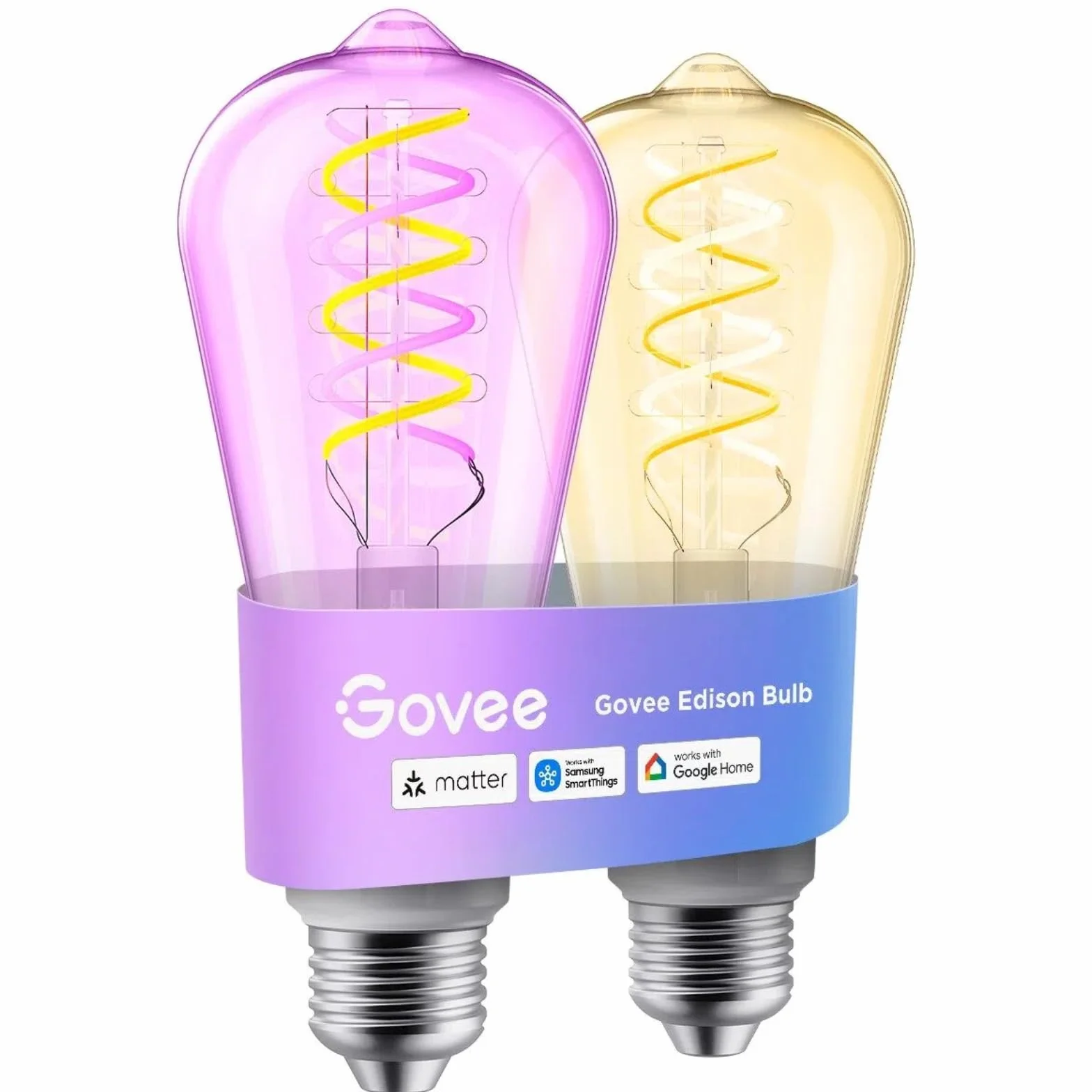 Govee Ampoule Intelligente Edison E27 RGBWW ST64, Compatible Matter Google Assistant, 500lm, 16 Millions Couleurs, Lot de 2