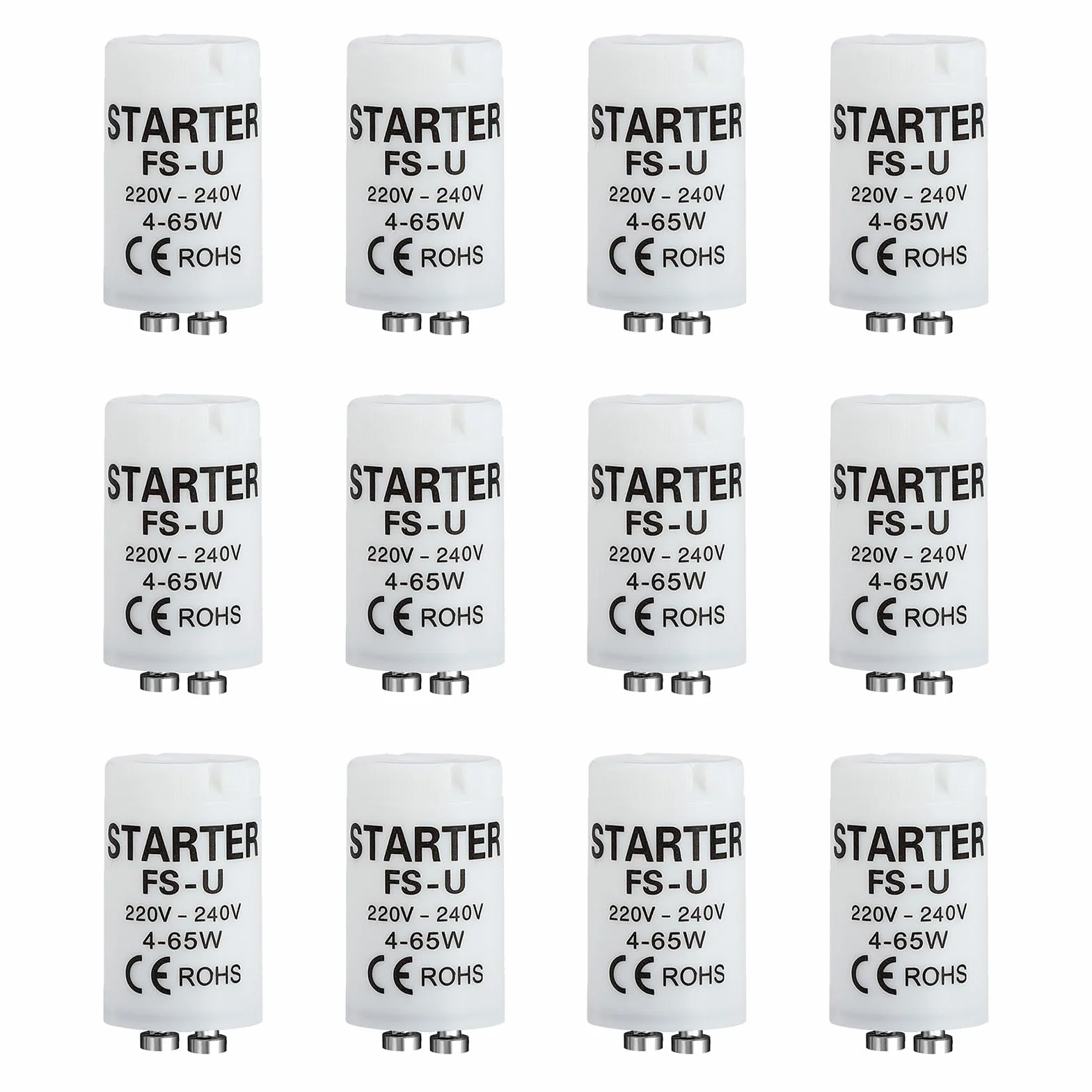 Starter Fluorescent Tube Neon 4-65W 220-240V pour Lampes LED et Néon, Adapté à Divers Supports