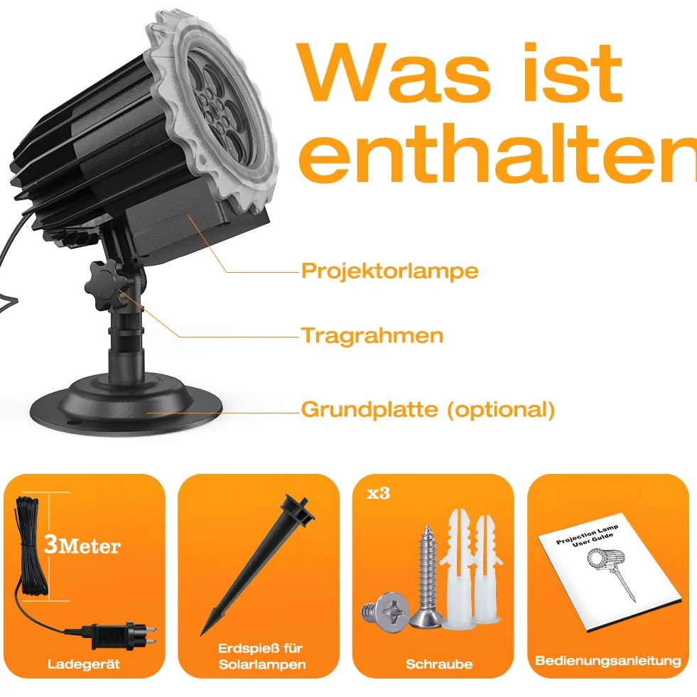 Projecteur LED Flocons de Neige Effet 3D, Décorations de Noël Imperméable pour Extérieur