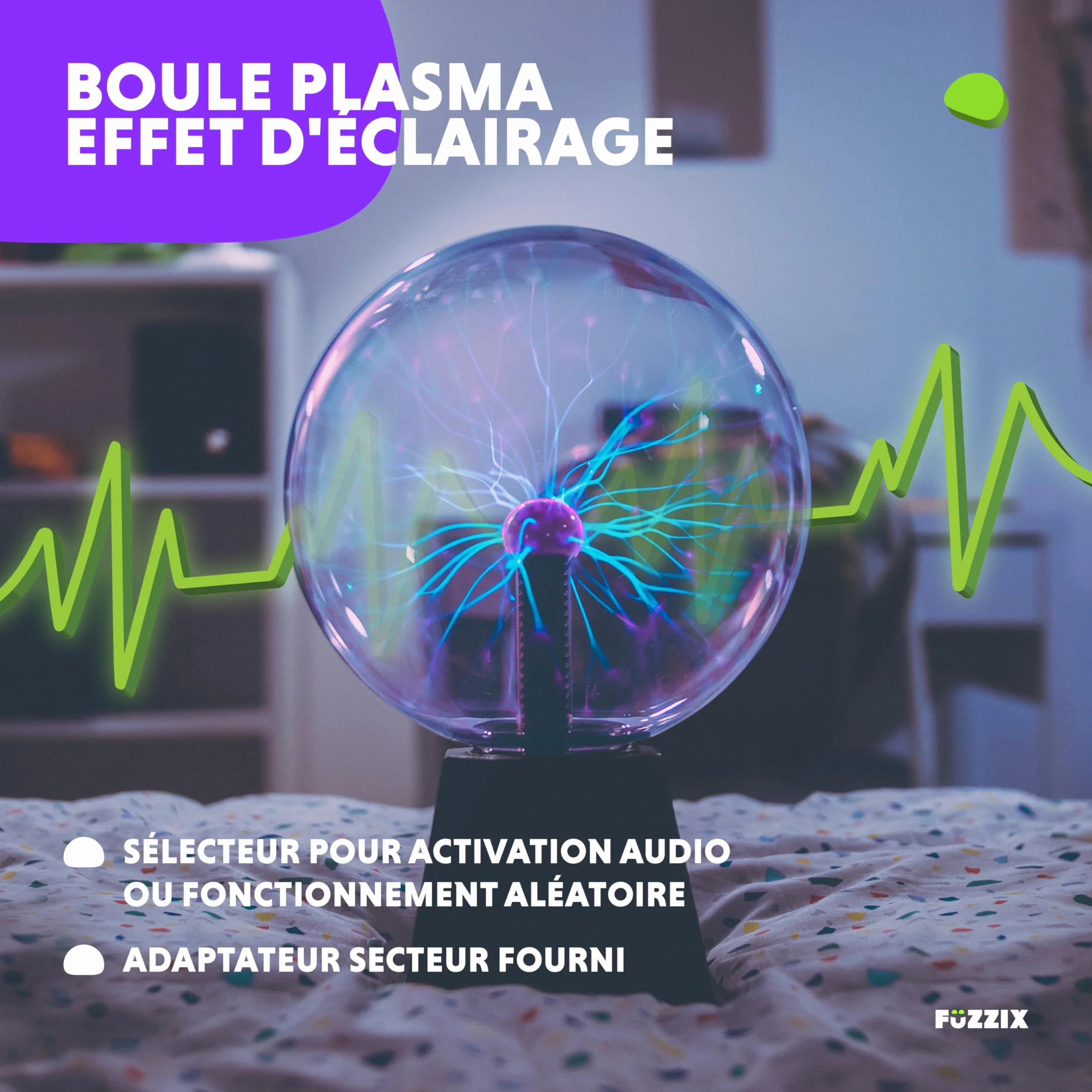 Lampe Plasma Géante 20 x 29,5cm MAX PBL20, Boule Magique Tactile Sensible au Toucher et à la Musique, Résiste aux Rayures