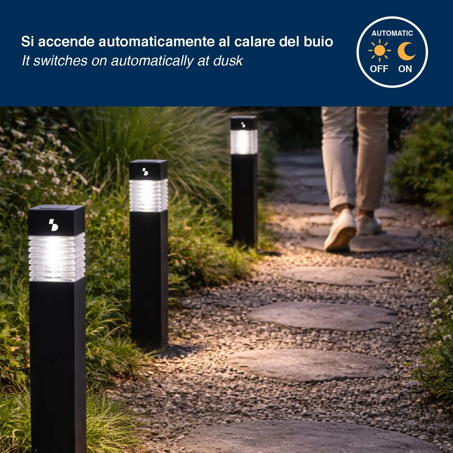 BEPER P207ILO030 Lot de 3 lampes solaires d'escalier LED extérieur IP44