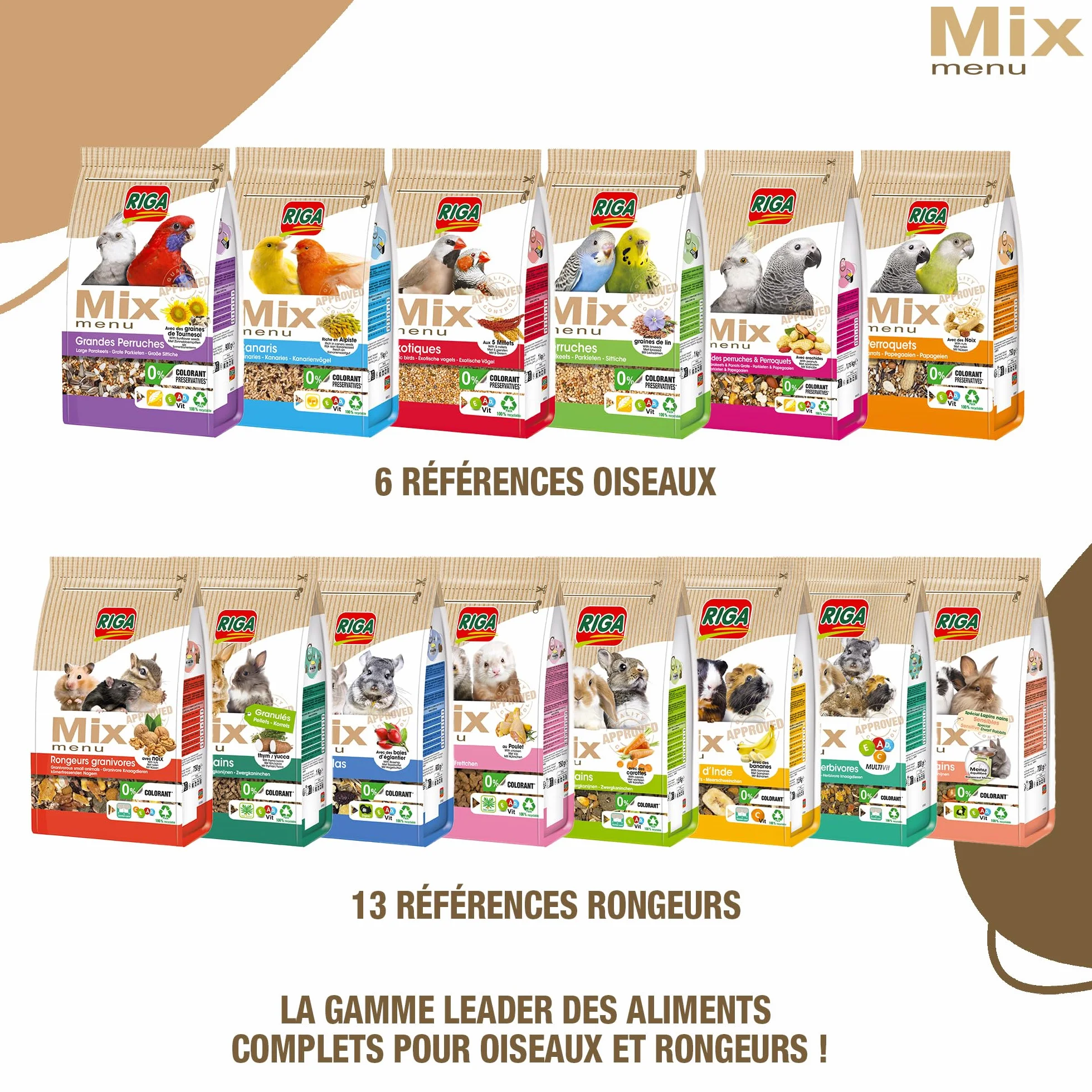 Menu Cocktail Friandise Grandes Perruches et Perroquets Mélange de Graines Riche en Fruits Doypack 500g