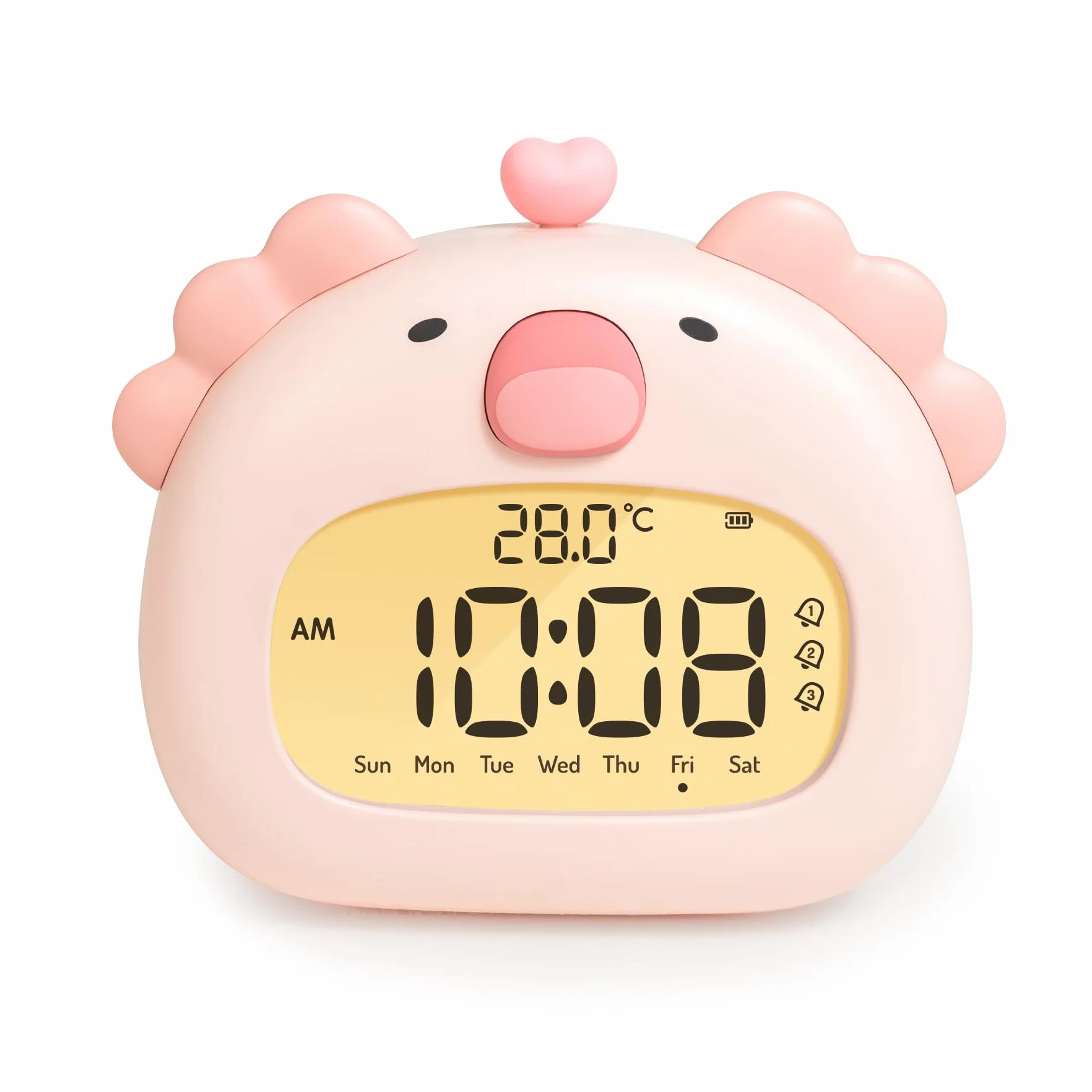 IHALO Cute Axolotl Réveil Enfant avec Veilleuse Écran LED 3,15 Pouces Rechargeable