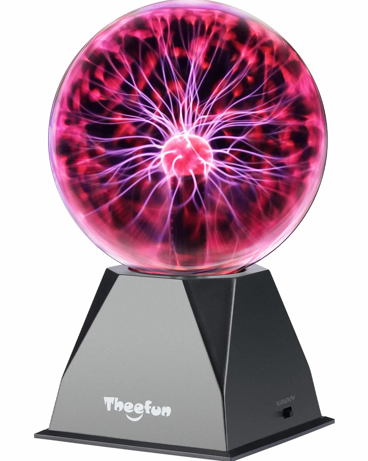 Theefun Lampe Plasma 6 Pouces, Boule Plasma Magique Interactive Touch Son Globe Plasma Éducatif Physique Décorative pour Fêtes Anniversaire (Rouge)