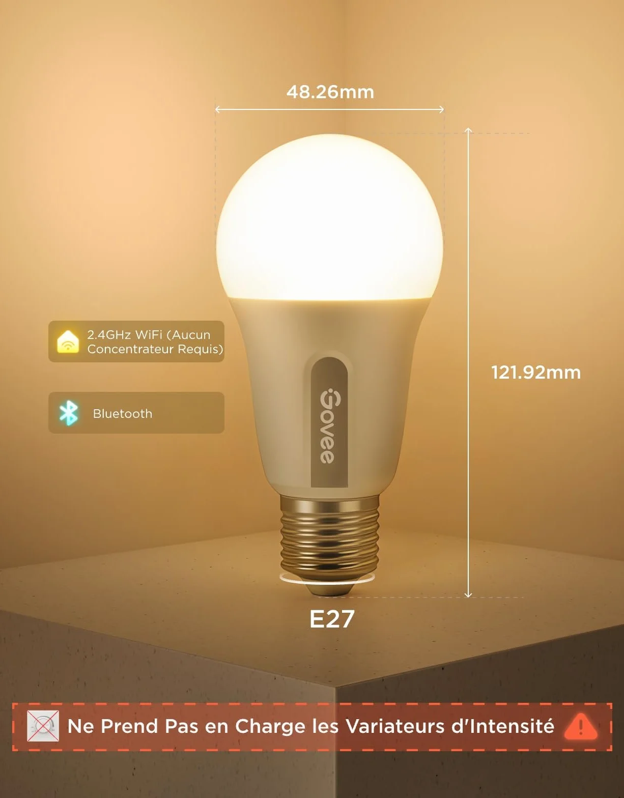 Govee Ampoule E27 WiFi Bluetooth Intelligente 800LM RGBWW Lot de 2 Compatible SmartThings Matter Alexa Google Assistant